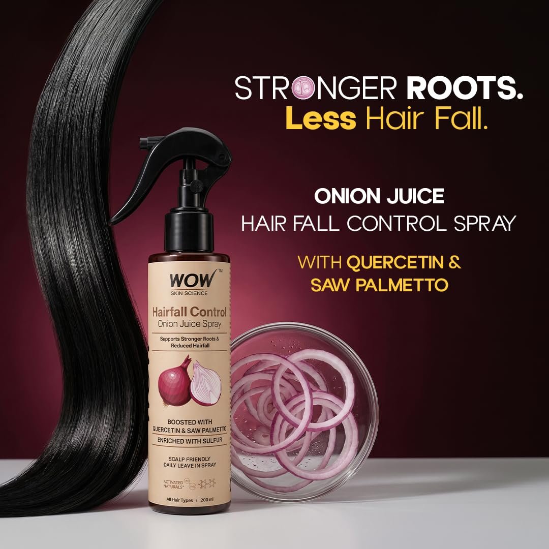 WOW Skin Science Hairfall Control Onion Juice Spray | With Quercetin, Saw Palmetto & Sulfur | Supports Stronger Roots & Reduced Hairfall 200ml thumbnail