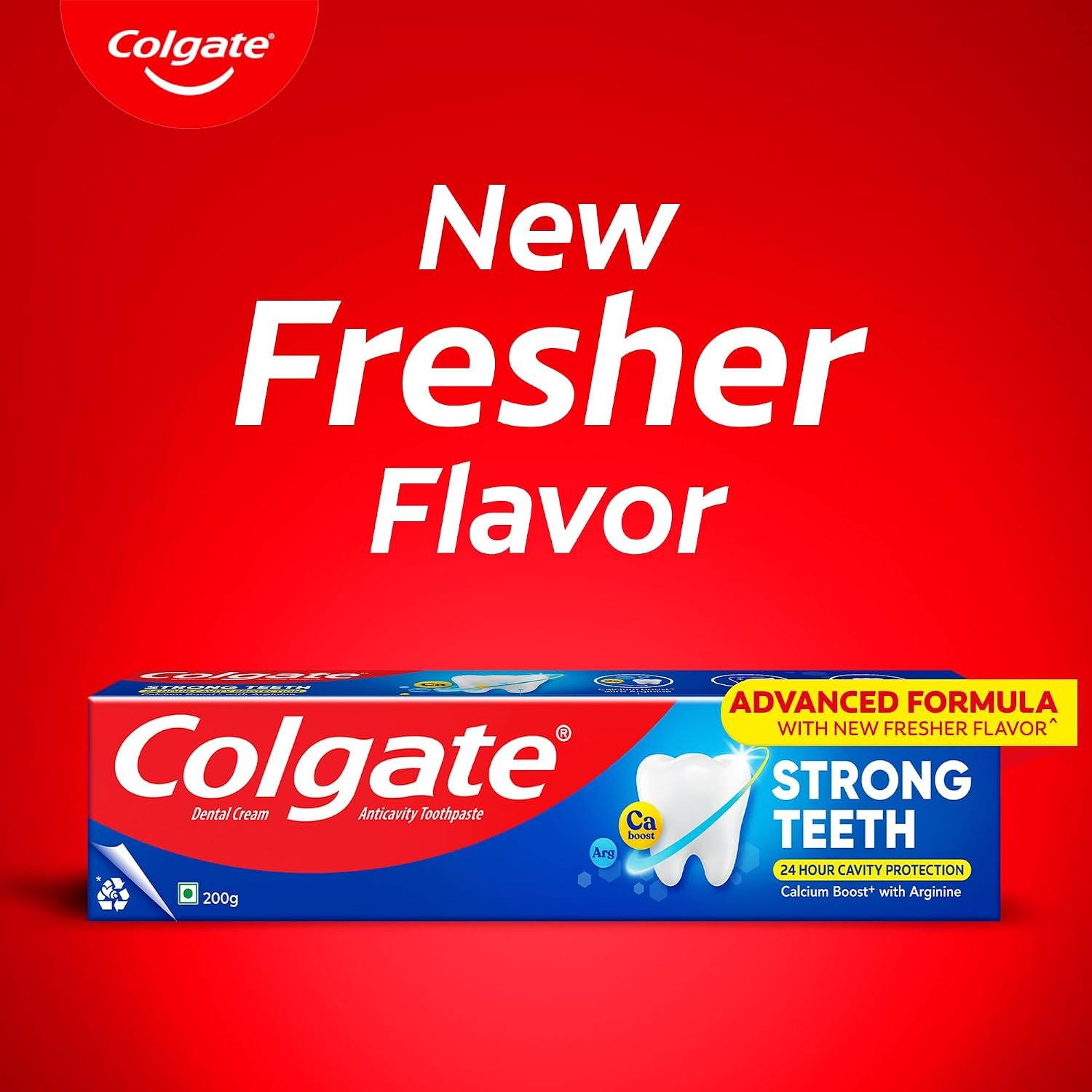 Colgate Strong Teeth, 500g (200g + 200g + 100g), Calcium-boost Tooth Paste for 2X Stronger Teeth, Protects Enamel, Whitens Teeth, Fresh Breath & Prevents Cavities (Combo Multipack) thumbnail