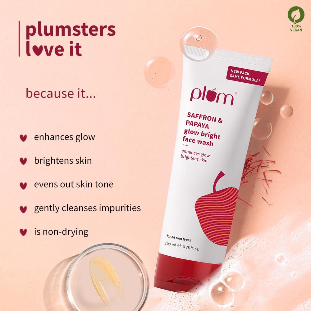 Plum Saffron & Papaya Glow & Brightening Face Wash with Vitamin B5 100ml thumbnail