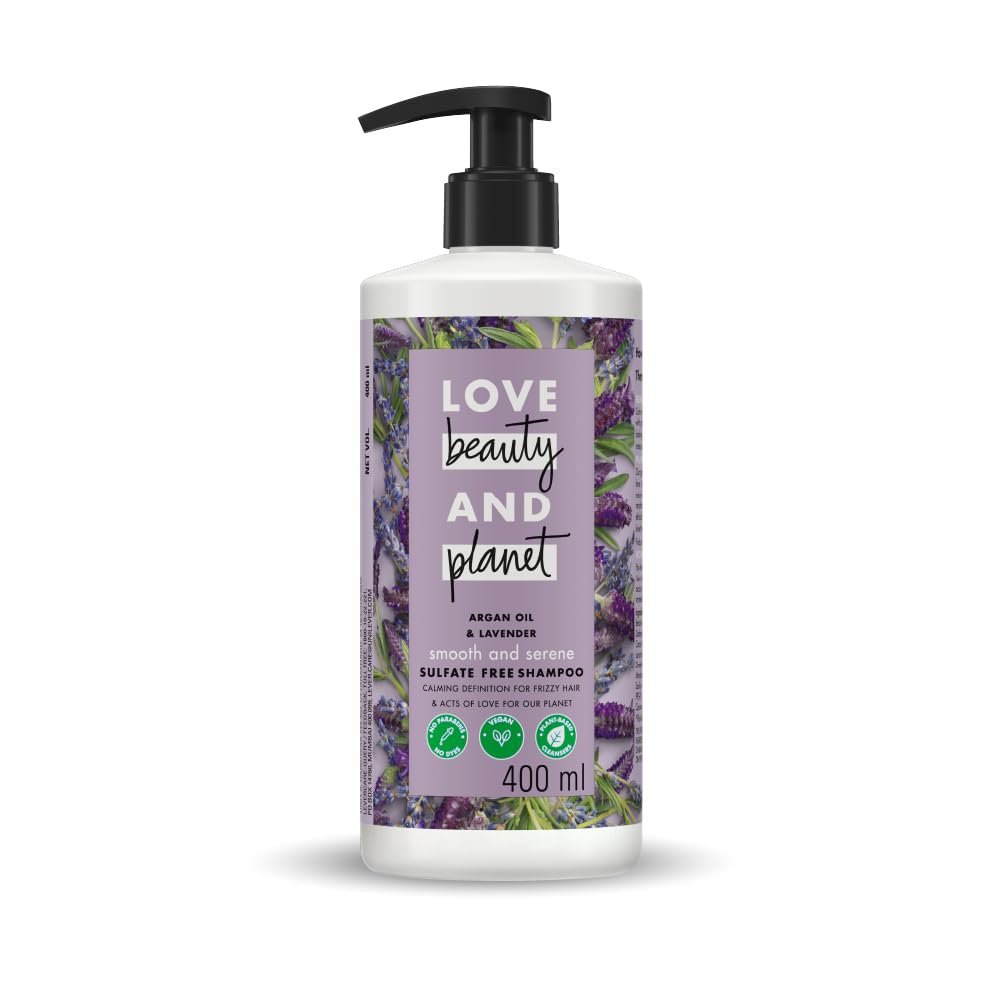 Love Beauty & Planet Argan Oil and Lavender Sulfate Free Smooth and Serene Shampoo|| No Parabens|| No Dyes|| 400ml