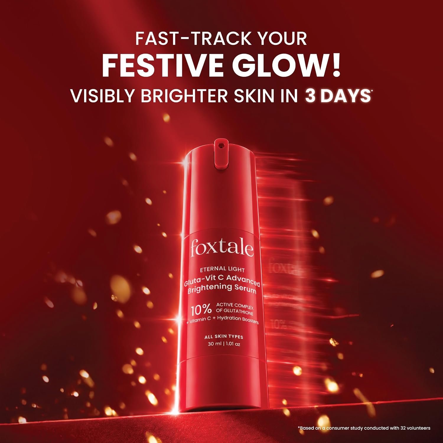 Foxtale 10% Vitamin C-Glutathione Brightening Face Serum for Glowing Skin, Treats Dark Spots, Pigmentation & Dullness, Beginner & Sensitive Skin Friendly | All Skin Types | 30ml thumbnail