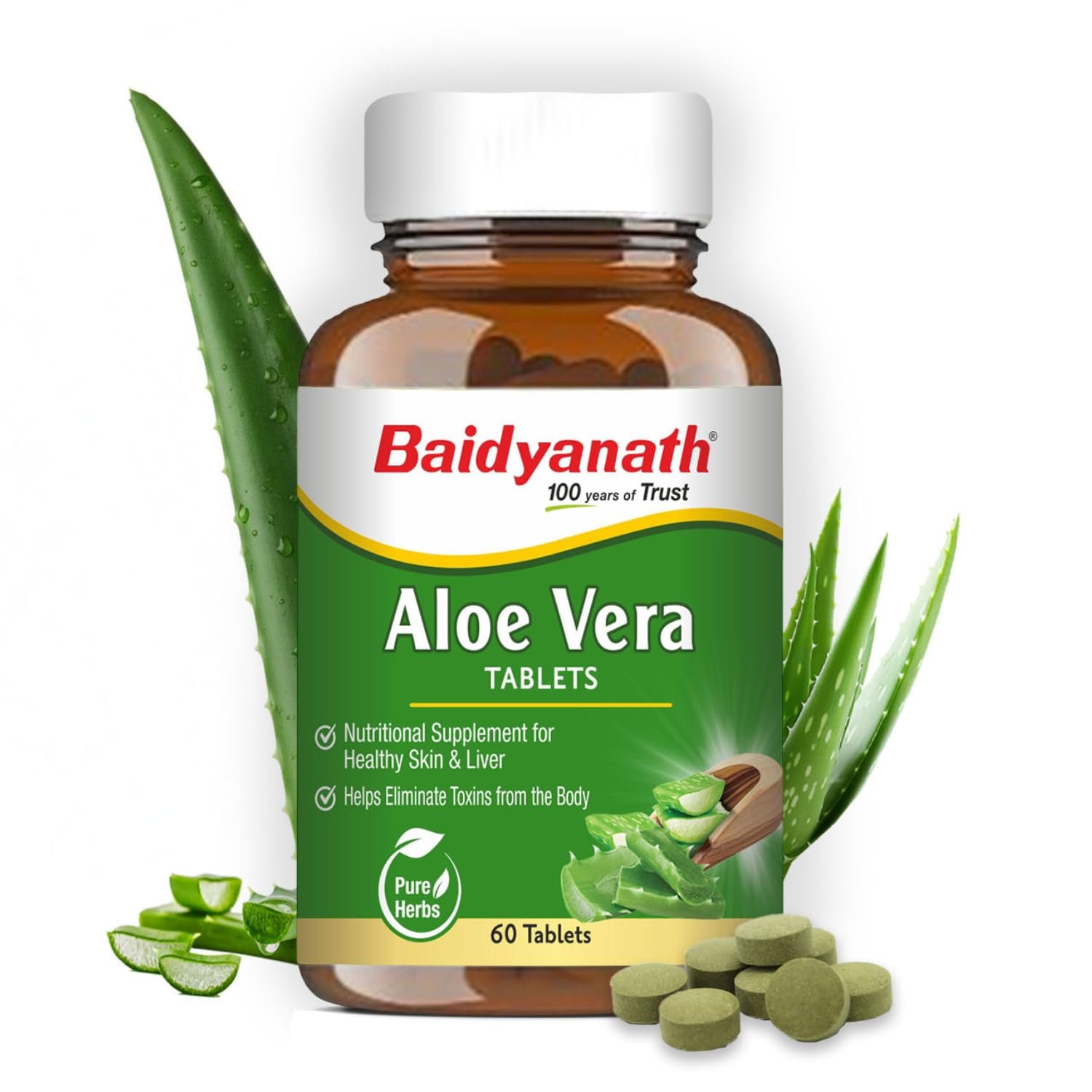 Baidyanath Ayurved Aloe Vera 60 Tablets | Nutritional Supplement For Healthy Skin And Liver | Eliminates Toxins And Boosts Immune System thumbnail