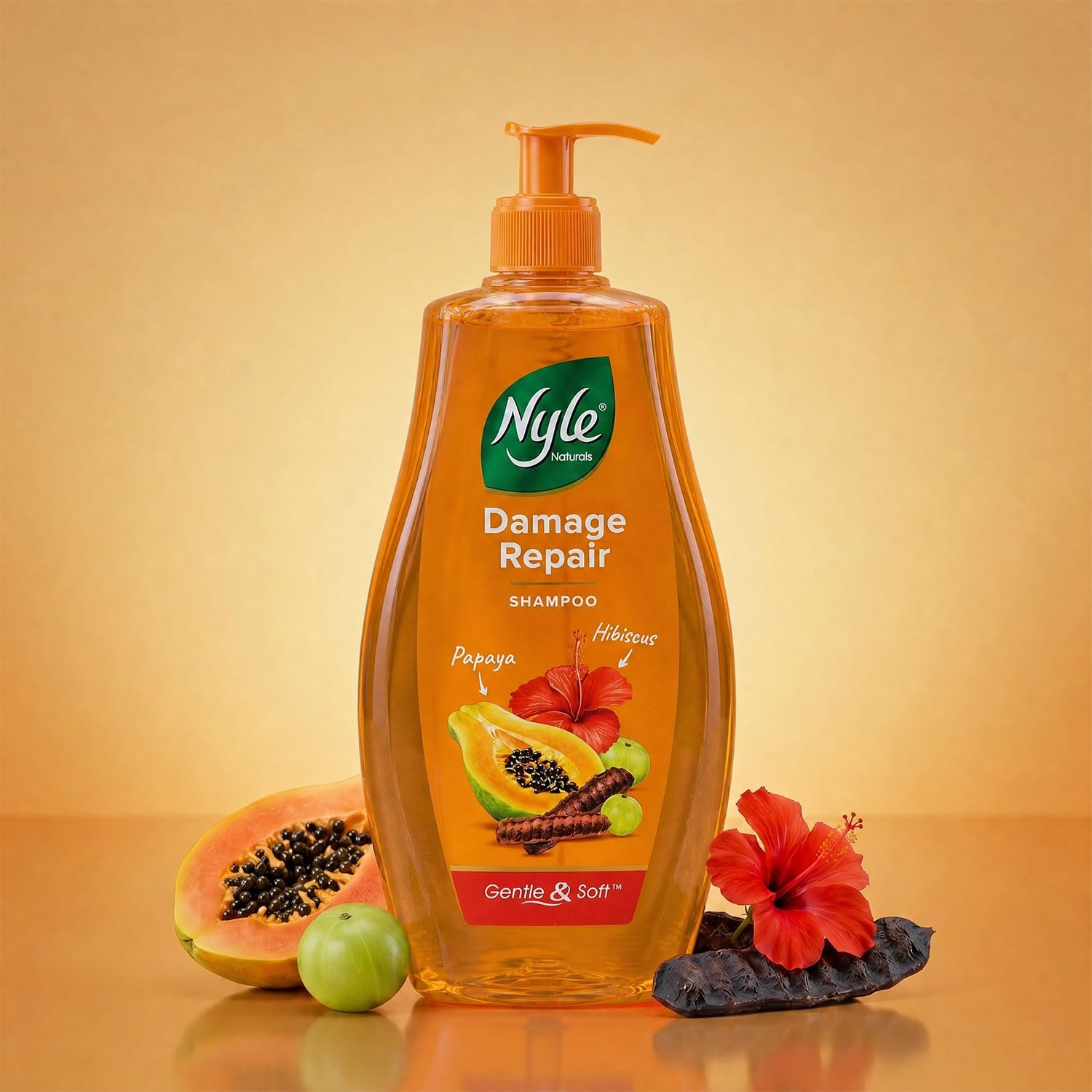Nyle Naturals Damage Repair Shampoo with Papaya & Shikakai | Nourishing Shampoo for Damaged & Dry Hair | Helps Cleanse, Strengthen & Improve Hair Manageability | 800ml thumbnail
