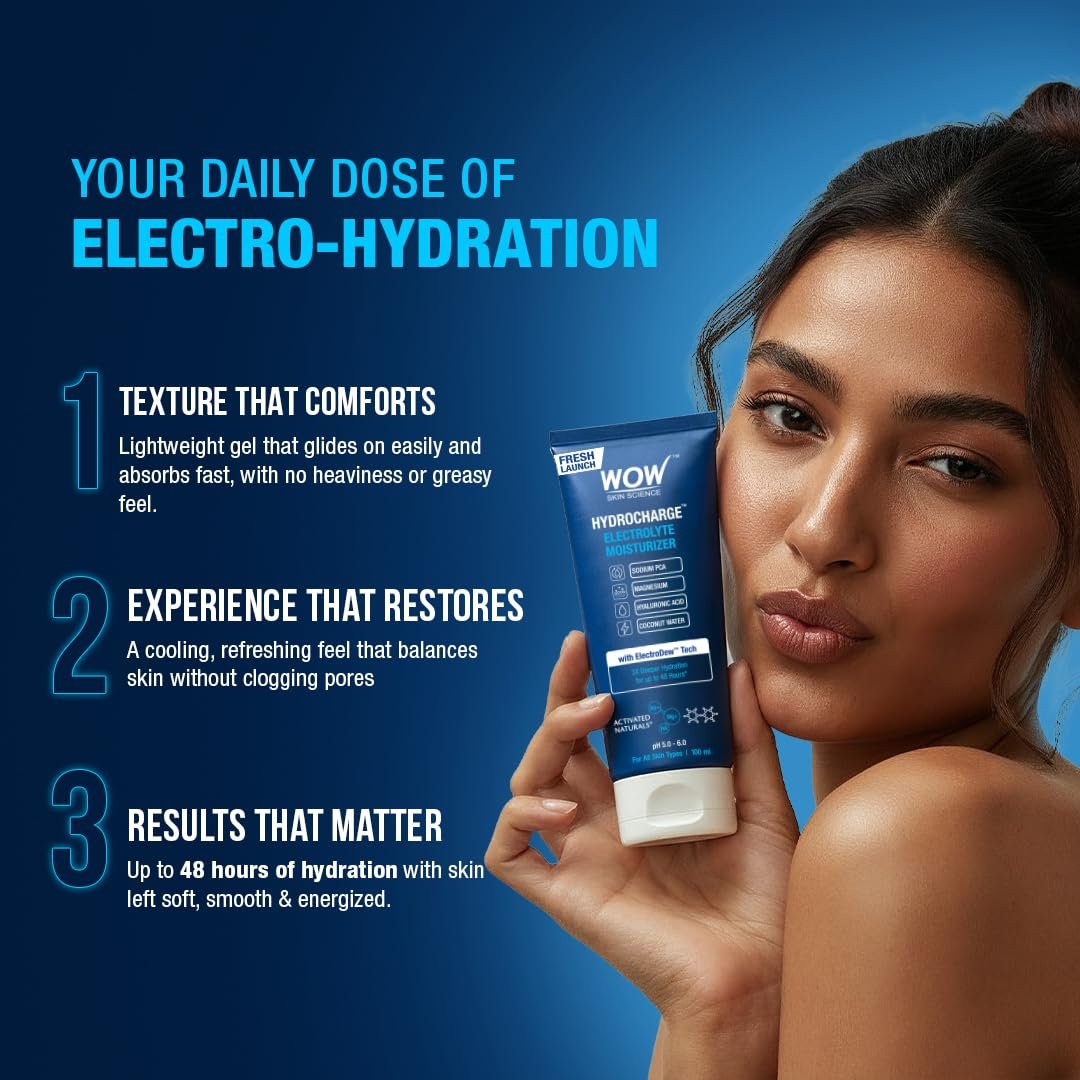 WOW Skin Science HydroCharge™ Electrolyte Moisturizer for Men & Women | 3X Deeper Hydration Up to 48H | 100ml thumbnail