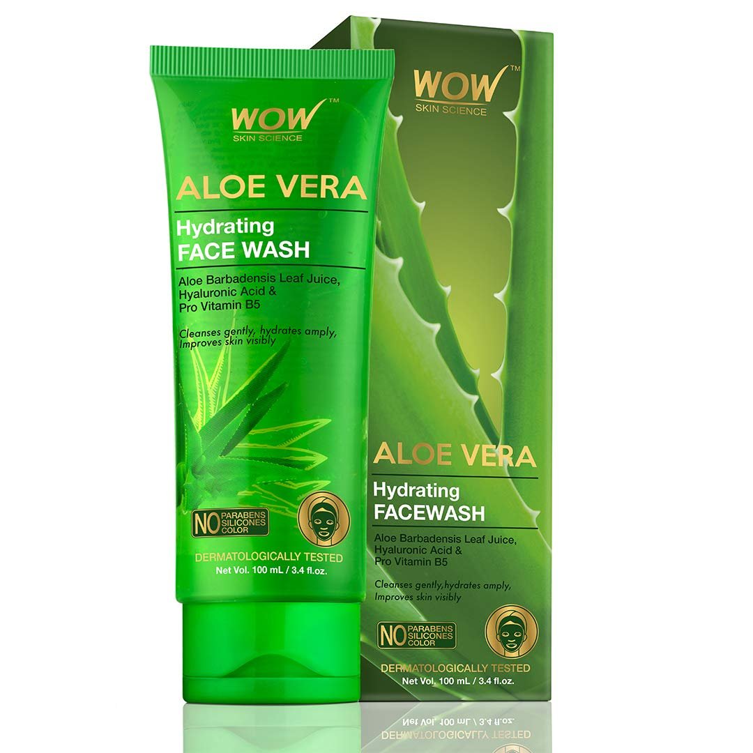 Wow Skin Science Hydrating Aloe Vera Face Wash For All Skin Type - With Hyaluronic Acid And Pro Vitamin B5 - No Parabens, Silicones & Color (100Ml)