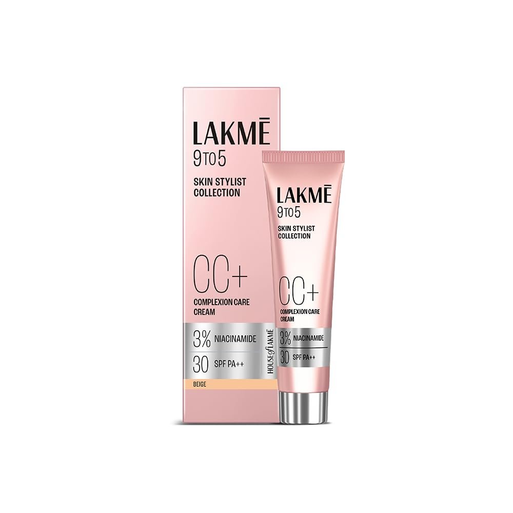 Lakme 9 to 5 CC Cream Beige with 3% Niacinamide Complex SPF30 PA++ 30g thumbnail