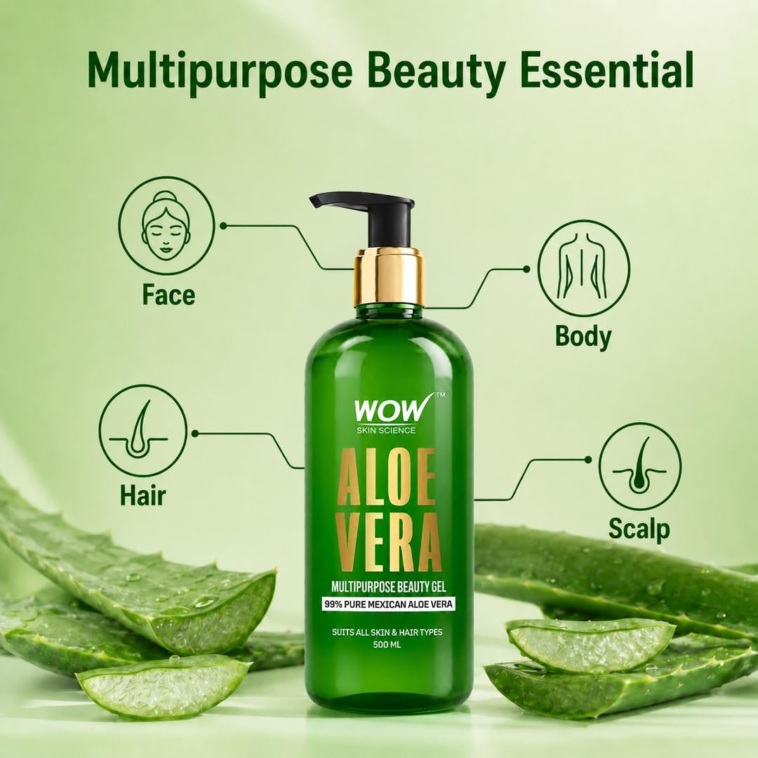 WOW Skin Science 99% Pure Aloe Vera Gel for Face, Skin & Hair - 500ml | Ultimate Gel For Glowing Skin | For Both Men and Women thumbnail