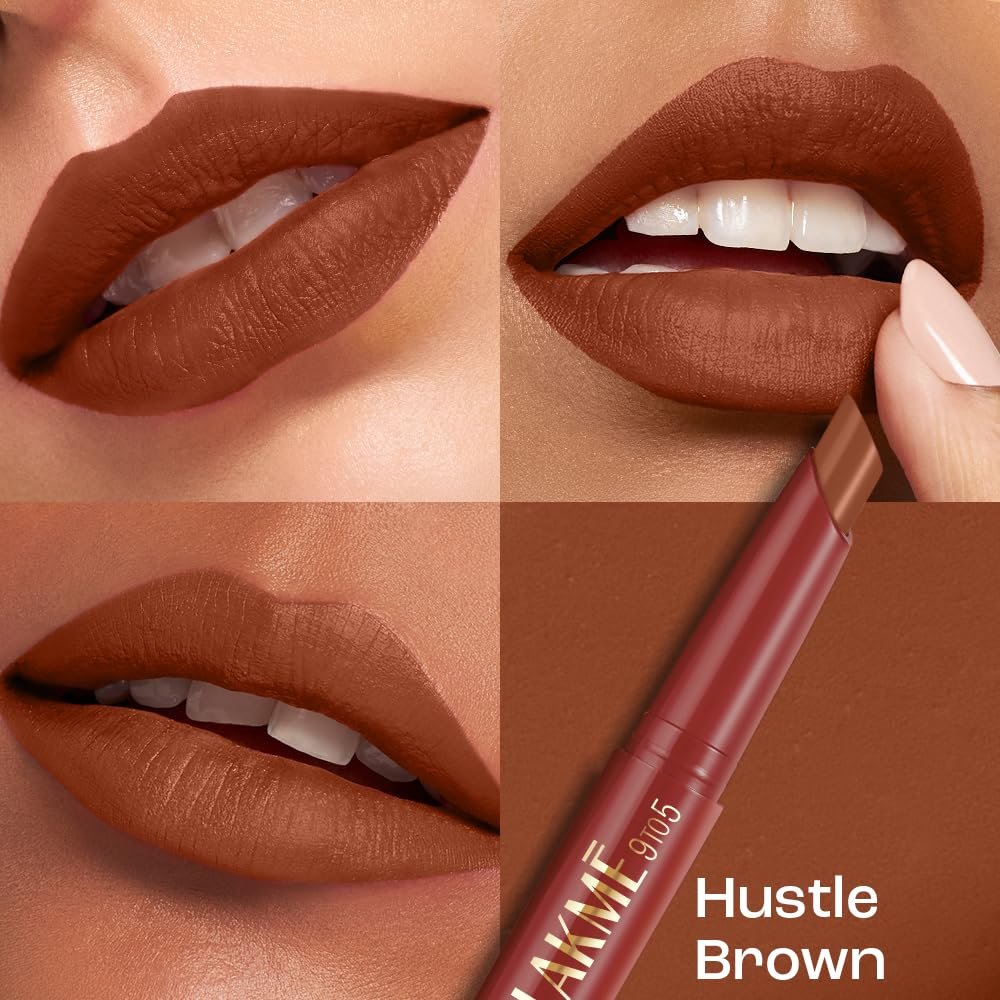 Lakme 9 to 5 Forever Matte Lip Crayon, Hustle Brown, 1.1g, for Smooth and Supple Lips, with Vitamin C, Matte Finish, 8 Hr Hydration, Long Lasting all day comfort, Retractable Crayon thumbnail