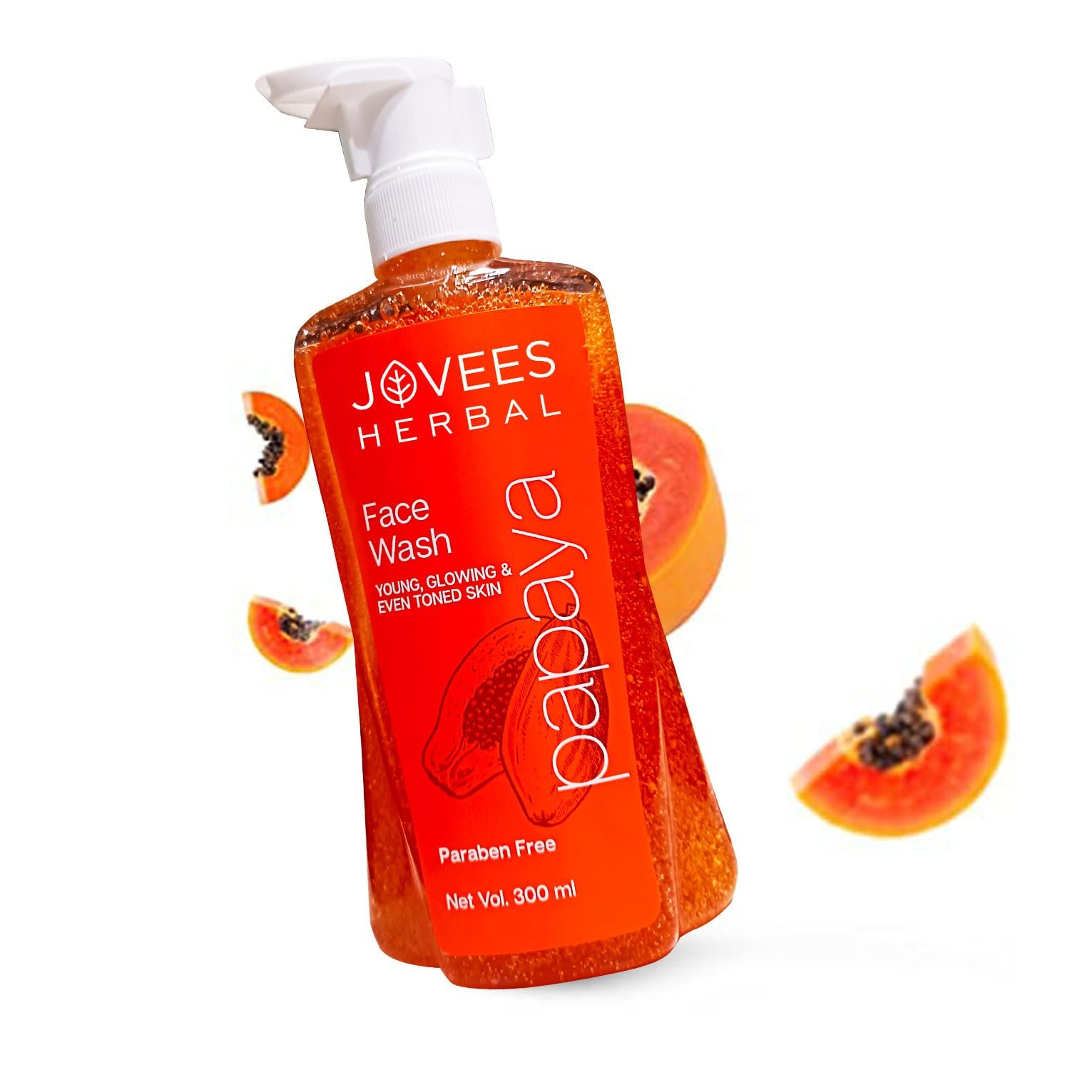 Jovees Herbal Papaya Face Wash For Glowing and Clear Skin with Papaya & Bilberry fruit Ext | Gentle Cleanser For Brightens Skin, Removes Pigmentation & Dark Spots | 300ml thumbnail