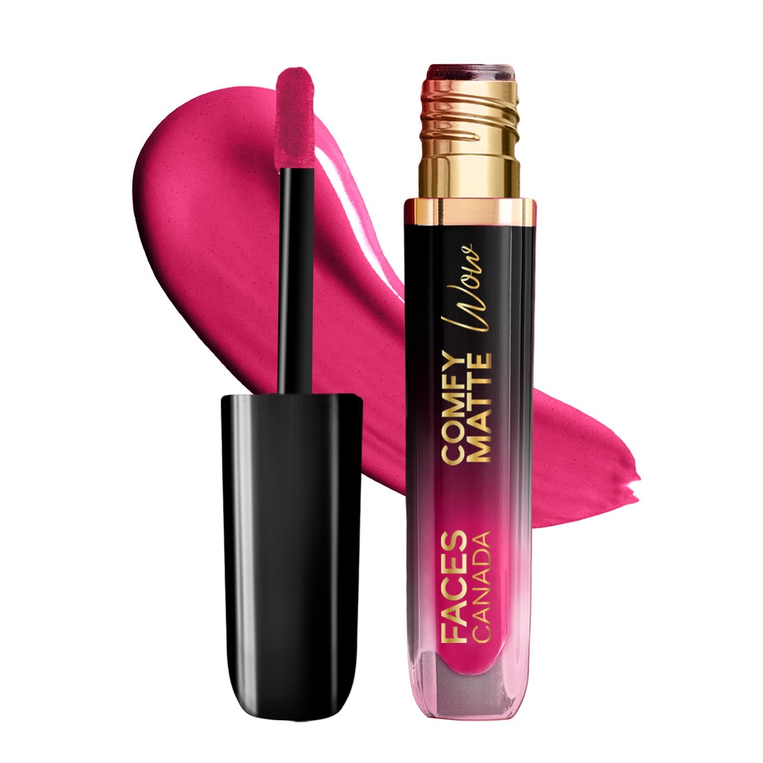 FACES CANADA Comfy Matte Wow Liquid Lipstick - Fuschia Fun 06 (Pink) 3.8ml | One Swipe Application | Highly Pigmented | Comfortable Wear | Glides Smoothly | Long Lasting thumbnail