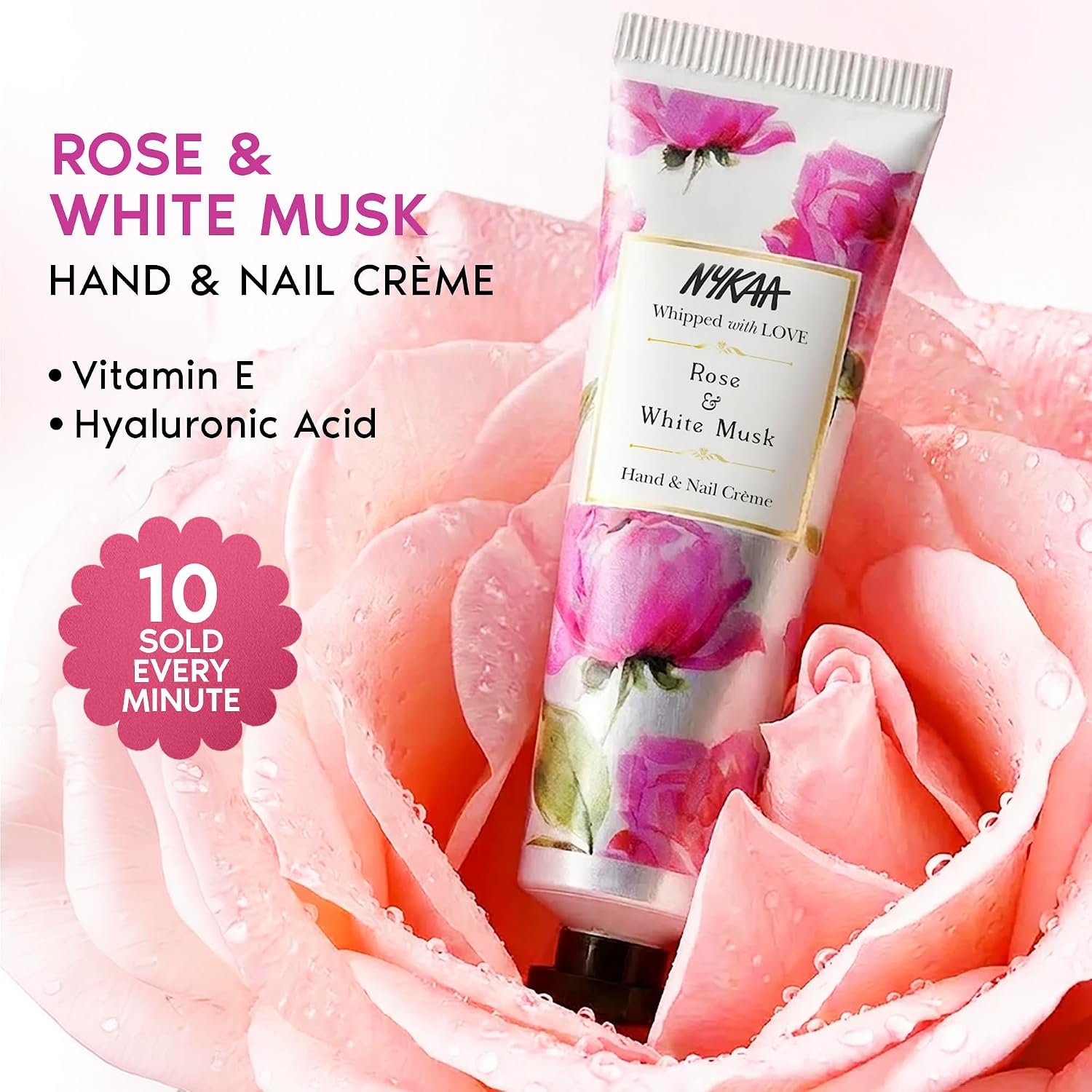 Nykaa Rose & White Musk Hand & Nail Crème, 30ml| With Avocado, Almond Oil, Jojoba Oil & Hyaluronic Acid| Moisturises & Nourishes Skin| Combats Dryness| Non-Greasy & Non-Sticky Formula thumbnail