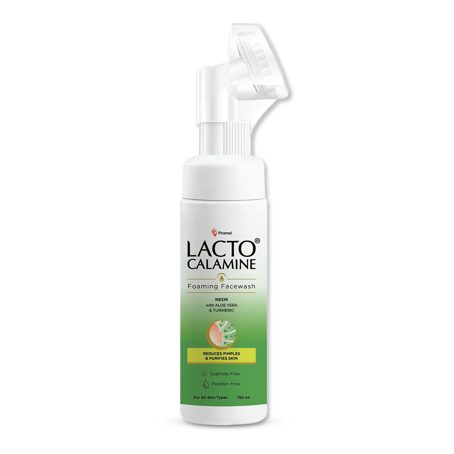 Lacto Calamine Neem Aloe Turmeric Foaming Face wash| Reduces pimples| Purifies skin| With Built-in foaming Brush| 150 ml thumbnail