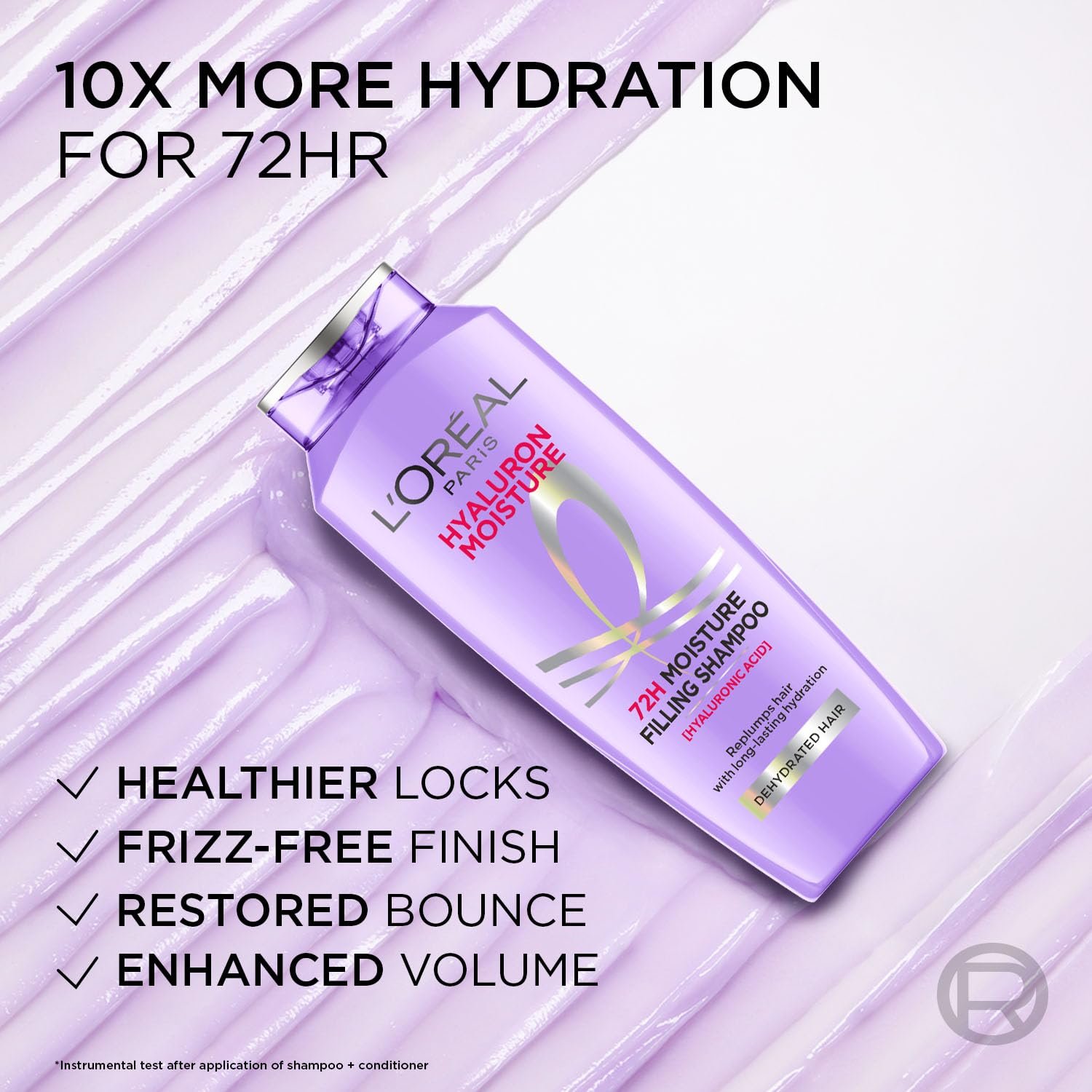 L'Oreal Paris Moisture Filling Shampoo, With Hyaluronic Acid, For Dry & Dehydrated Hair, Adds Shine Bounce, Hyaluron 72H, 340Ml. thumbnail