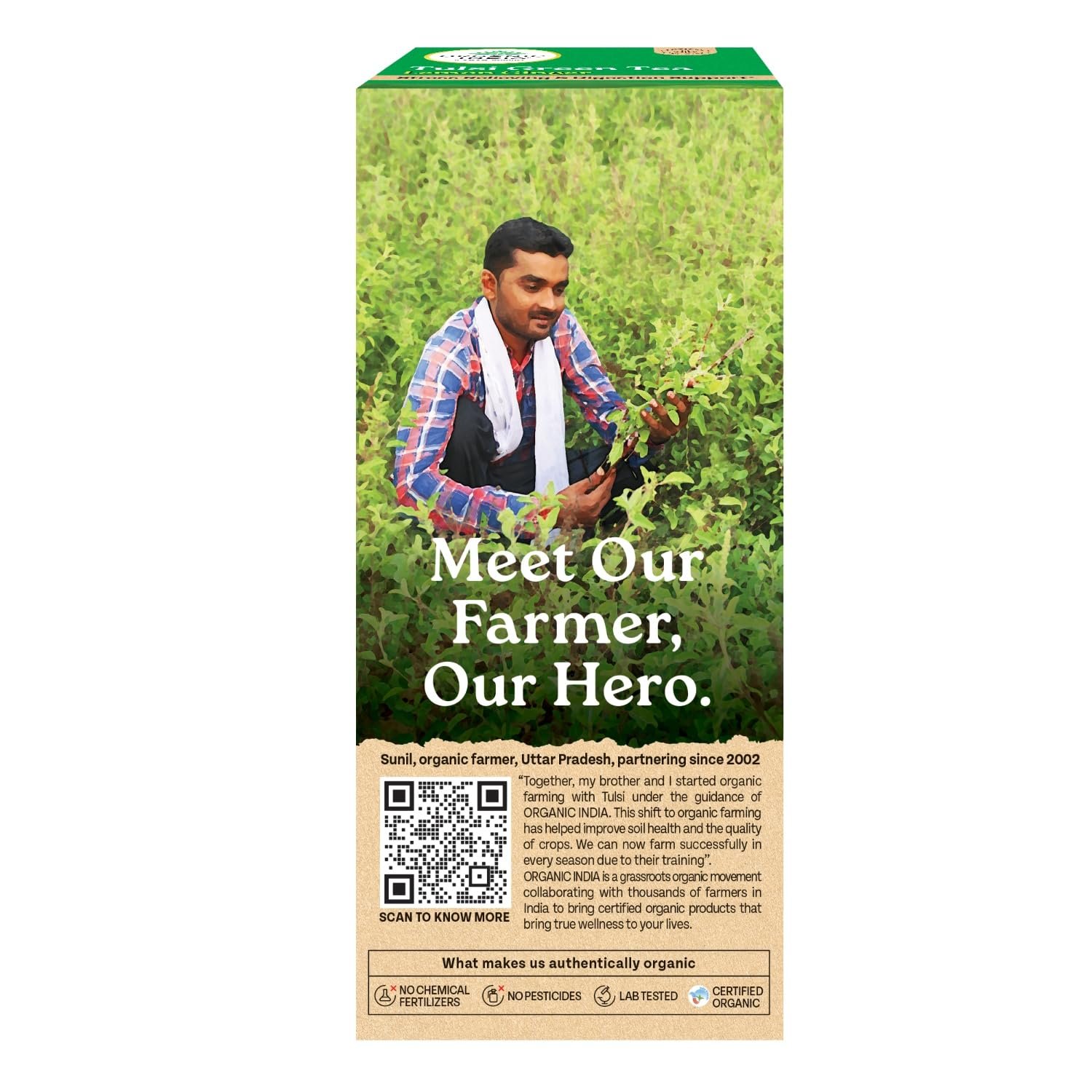 A TATA Product - Organic India Tulsi Green Tea Lemon Ginger , Herbal Blend with Green-Tea, Tulsi, Lemon & Ginger, Supports Digestion -25 Teabags. thumbnail