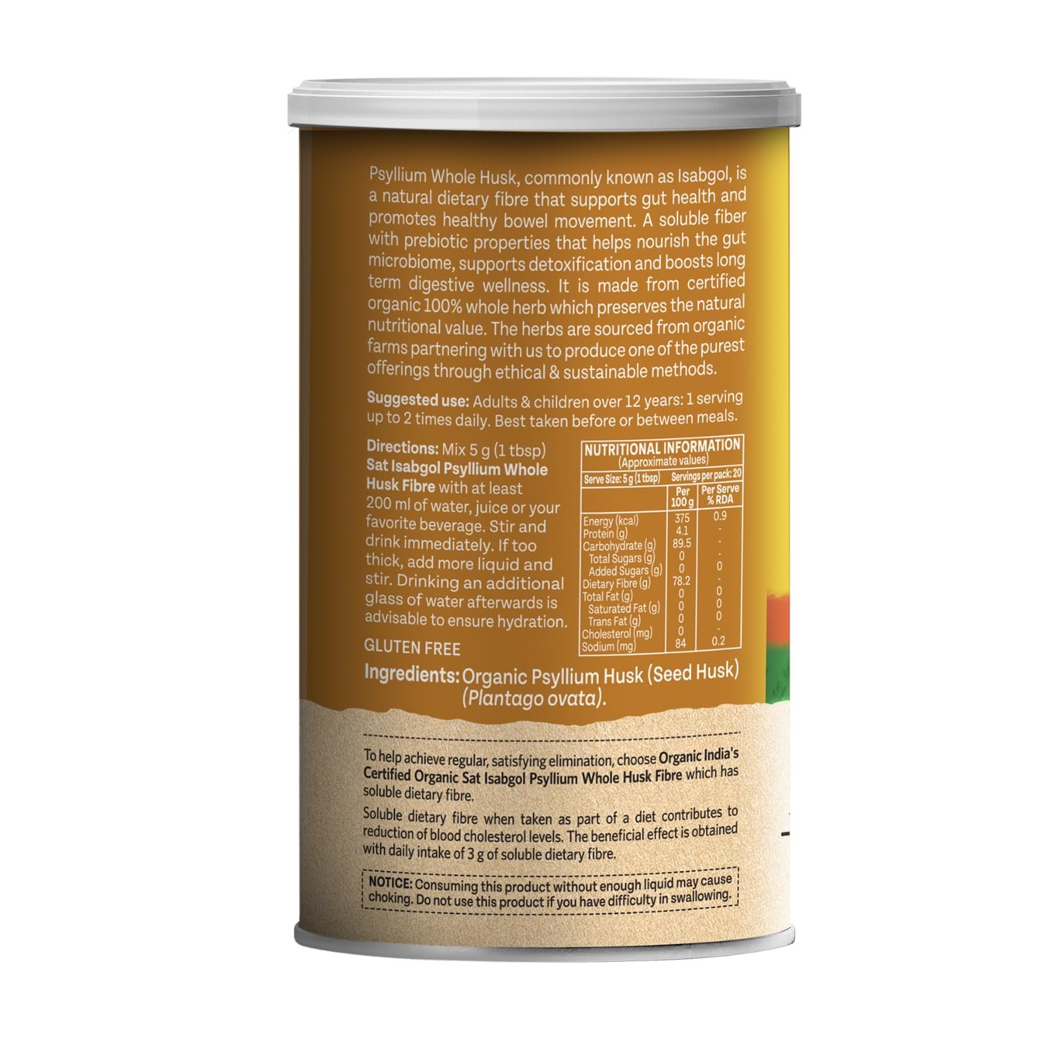 A TATA Product - Organic India Sat Isabgol Psyllium Whole Husk Powder - 100g, thumbnail