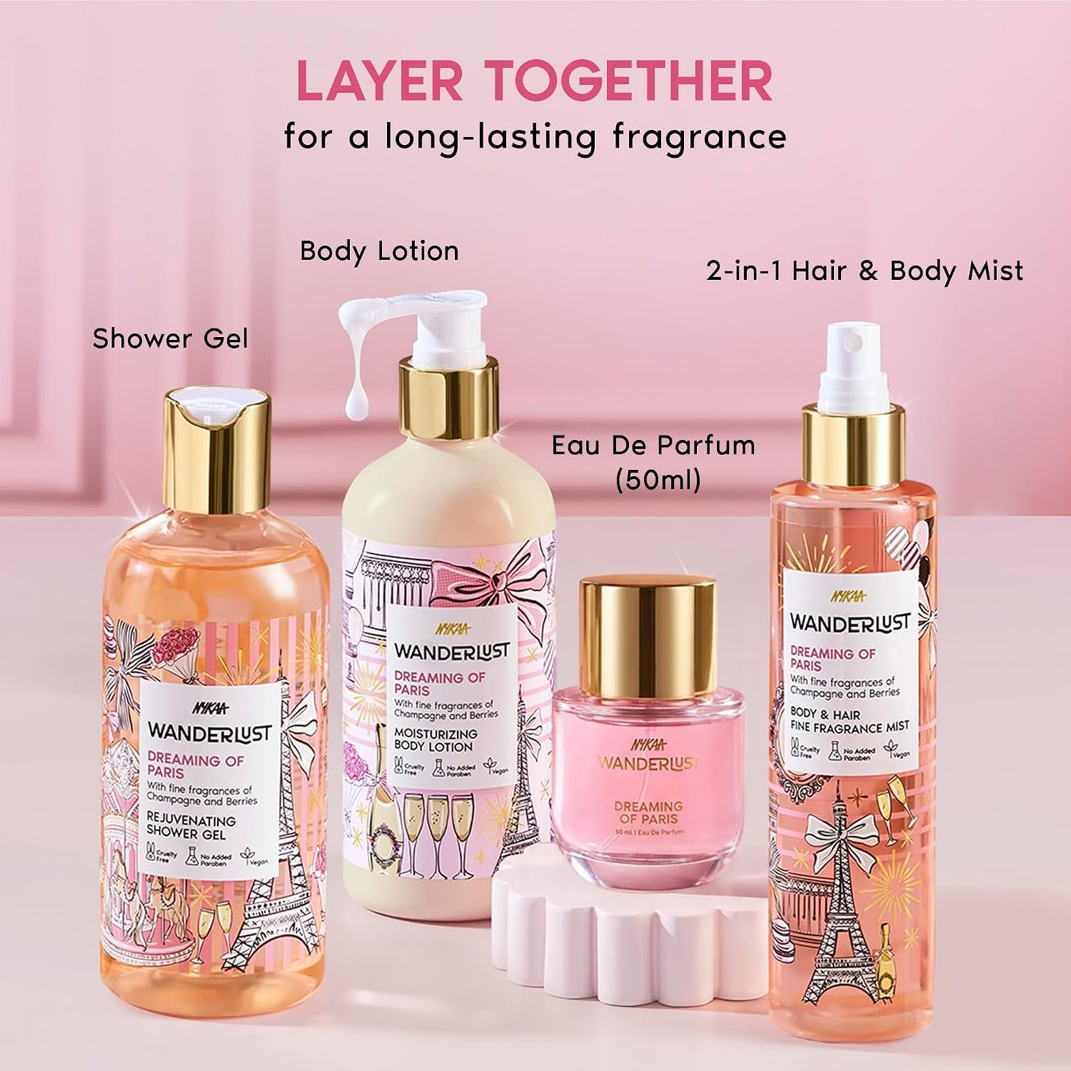 Nykaa Wanderlust Dreaming of Paris Fruity Perfume Body Wash, Champagne & Berries, Barrier Repair & Hydrating Shower Gel for Smooth & Soft Skin, Long-lasting Fragrance, No Paraben thumbnail
