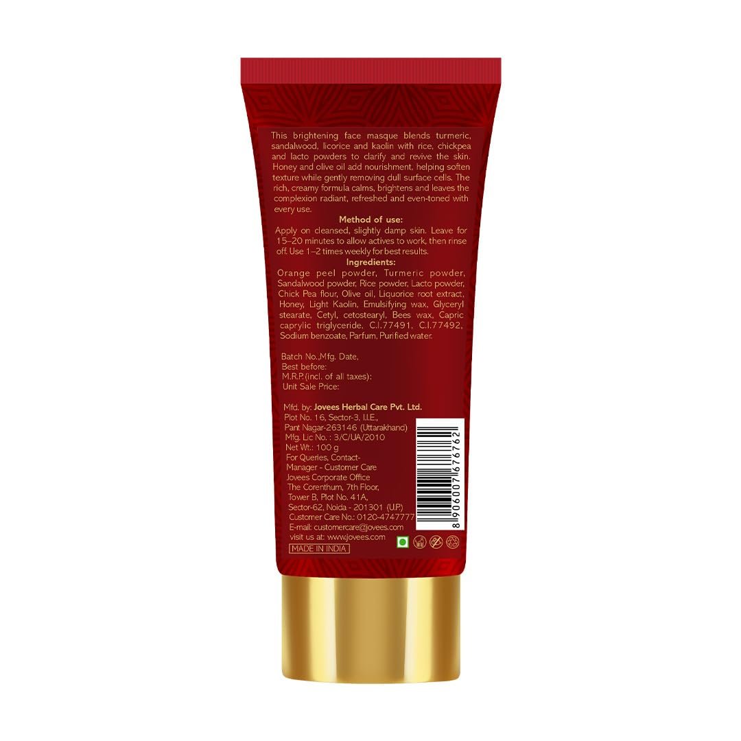 Jovees Herbal Bridal Brightening Face Masque Pack | Ultra Radiance | With Orange Peel And Turmeric Extract | For All Skin Types | 100GM thumbnail