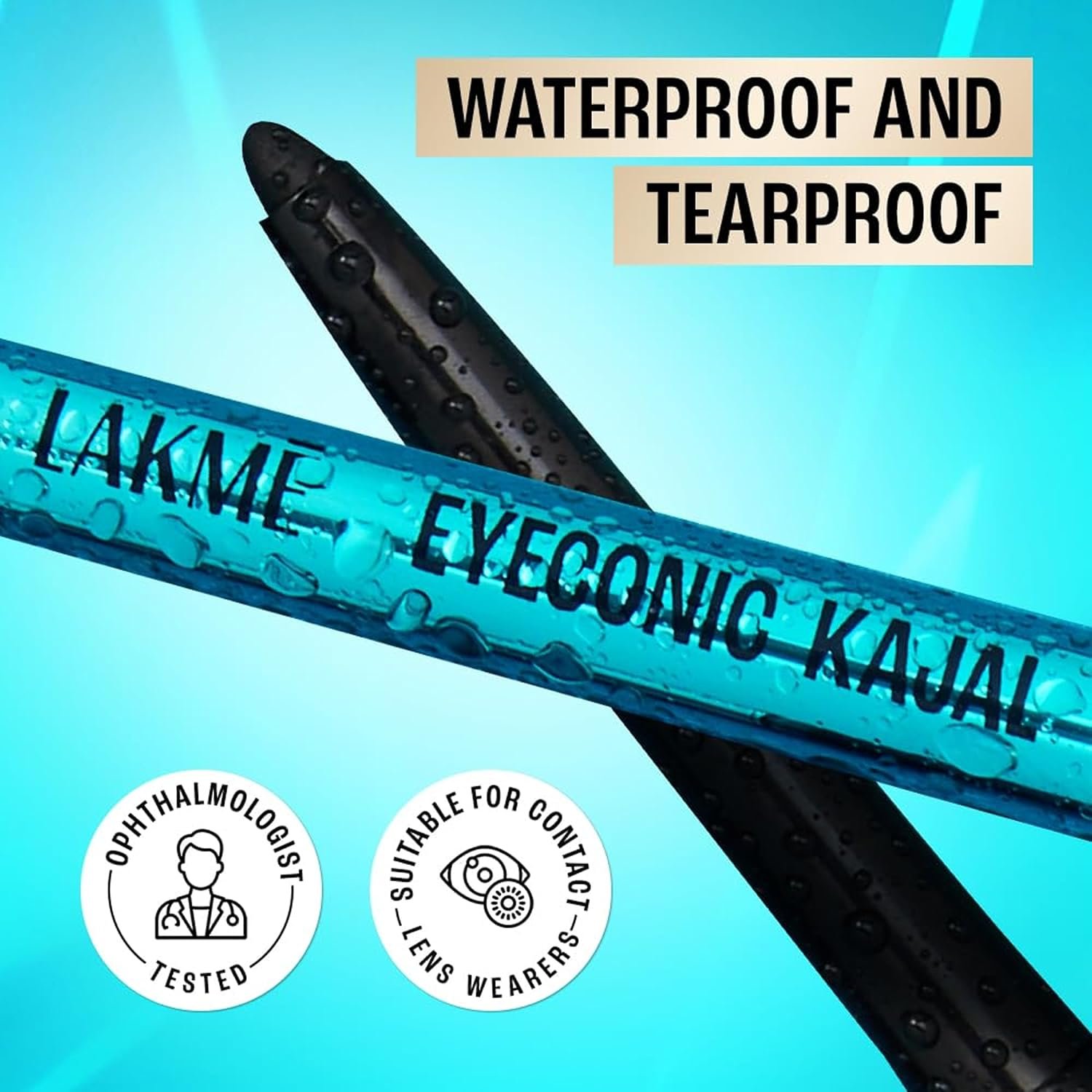 Lakme Eyeconic Kajal, Black Matte Finish, Water Proof, Smudge Proof, Lasts Upto 22 Hrs, 0.35 G thumbnail