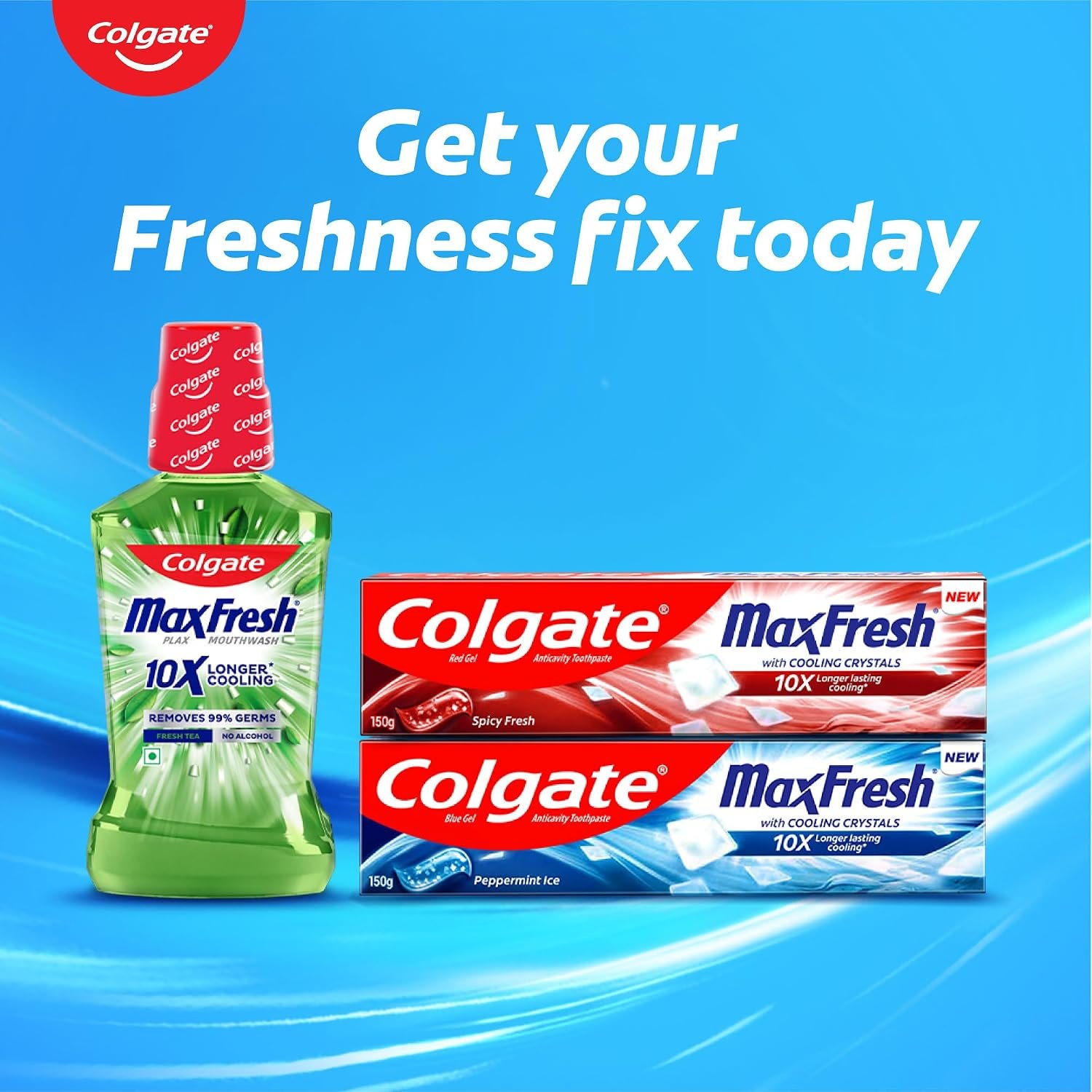 Colgate Plax Fresh Tea Mouthwash, 0% Alcohol, Antibacterial Mouth Wash for Bad Breath, Cavity Protection & Germ Defense for Adults, 250ml thumbnail