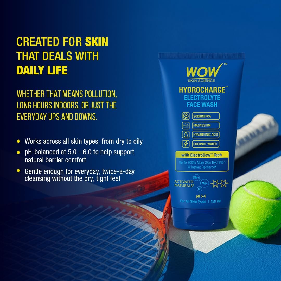 WOW Skin Science Hydrocharge™ Electrolyte Face Wash 150 ML for Men & Women | Facewash with ElectroDew™ Tech, Sodium, Magnesium, Hyaluronic Acid & Coconut Water thumbnail