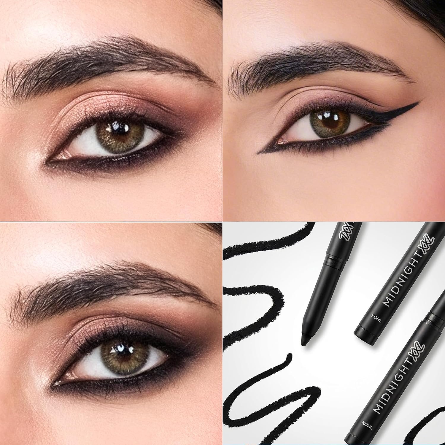 RENEE Midnight XXL Kajal | Black Kohl Pencil with Built-in Sharpener | Waterproof, Smudge-proof, 24Hr Long-Lasting | Ultra-Rich Pigment, Smooth Glide | 1.5g thumbnail