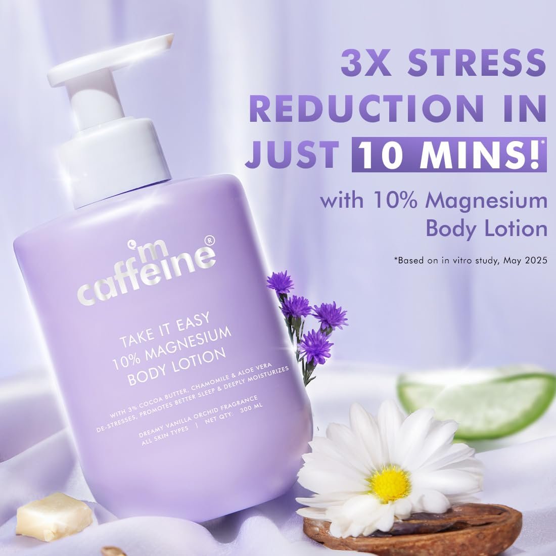 mCaffeine 10% Magnesium Body Lotion 300ml | Stress-Relief & Better Sleep | Mild Vanilla Orchid Fragrance Calms & Soothes |  Deep Moisturization Bodylotion for Men & Women | thumbnail