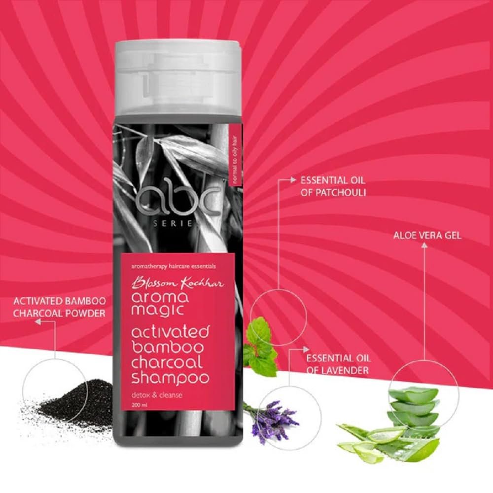 Aroma Magic Activated Bamboo Charcoal Shampoo | Cleanses, Detoxify, hydrates, & control frizz | with Lavender & Patchouli Essential Oil | All Hair Type | - 200ml thumbnail