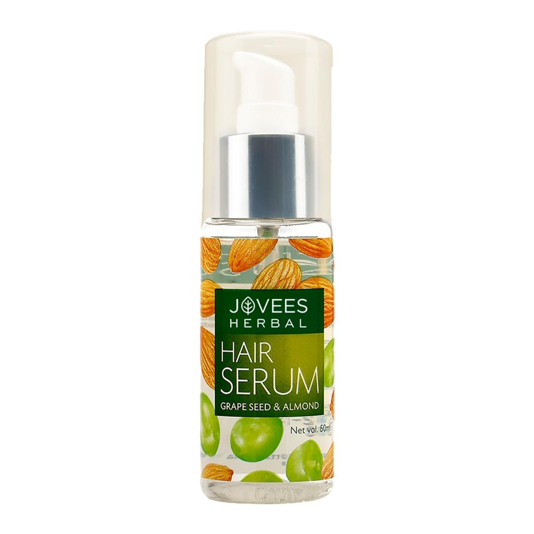 Jovees Herbal Hair Serum for Dry & Damaged Hair | 72H Frizz Control & Heat Protection | 2X Smoother, Shinier Hair with Grape Seed & Almond Oil | Lightweight & Non-Sticky Formula | 60ml thumbnail