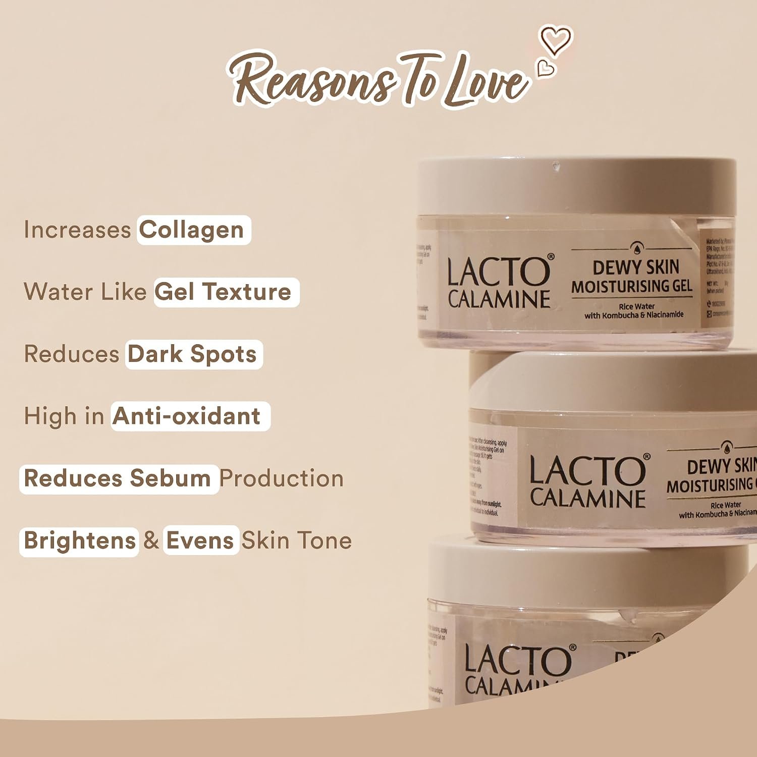 Lacto Calamine Dewy Skin Face Moisturizer with Niacinamide, Rice Water & Kombucha for Glass Skin | Lightweight Brightening Moisturiser for Daily Hydration | 50g thumbnail