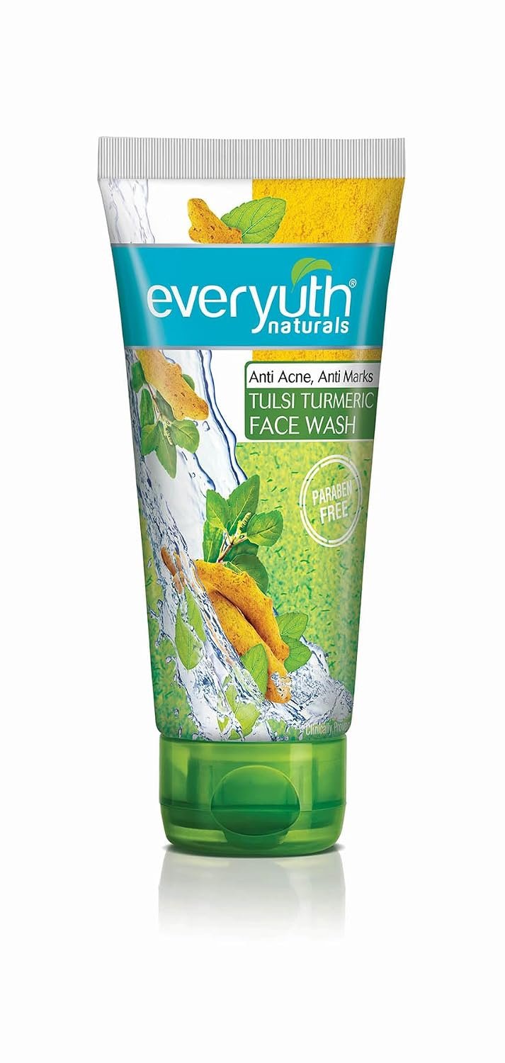 Everyuth Naturals Anti Acne Anti Marks Tulsi Turmeric Face Wash | Tulsi & Turmeric | Reduces Pimples, Acne Marks & Blemishes | 150g Tube