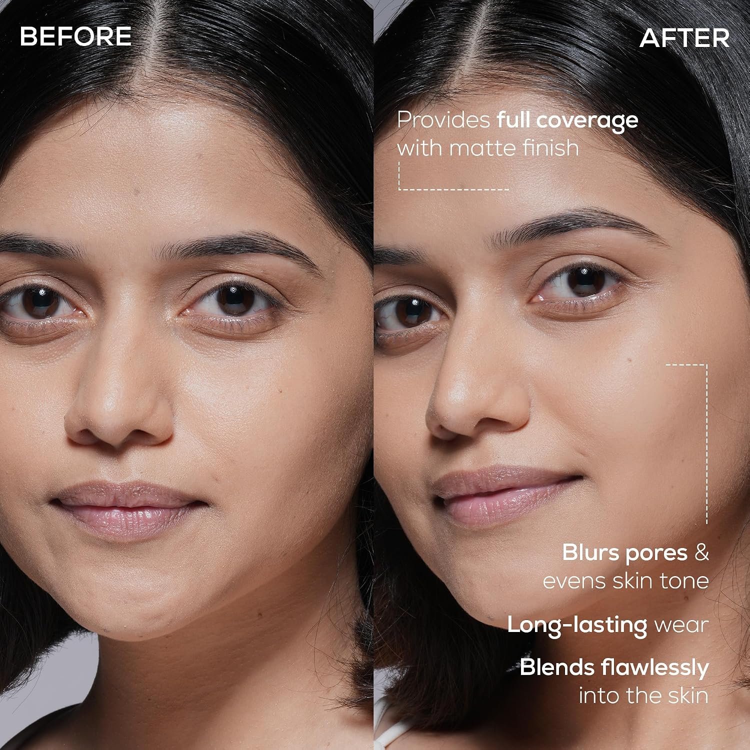 RENEE Bollywood Filter Blurring Liquid Foundation - Hazel Hush | Full Coverage, Matte Finish | Blurs Pores & Blemishes | Hydrates & Evens Skin Tone | With Niacinamide & Hyaluronic Acid 30ml thumbnail