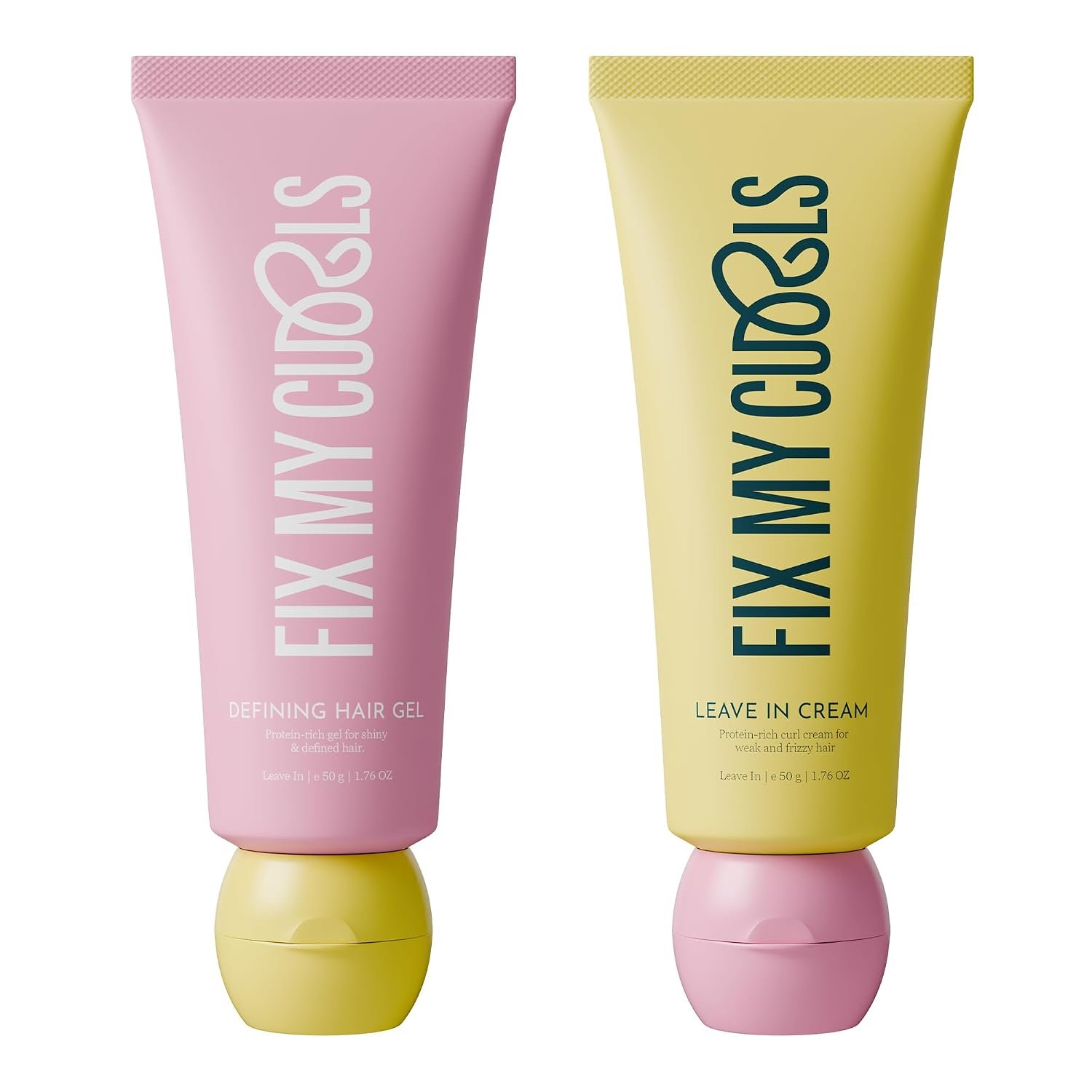 Fix My Curls Protein Styling Duo | Leave In Cream & Defining Gel | 50g Each This duo fights frizz, adds lightweight moisture, and leaves your curls bouncy and strong.
