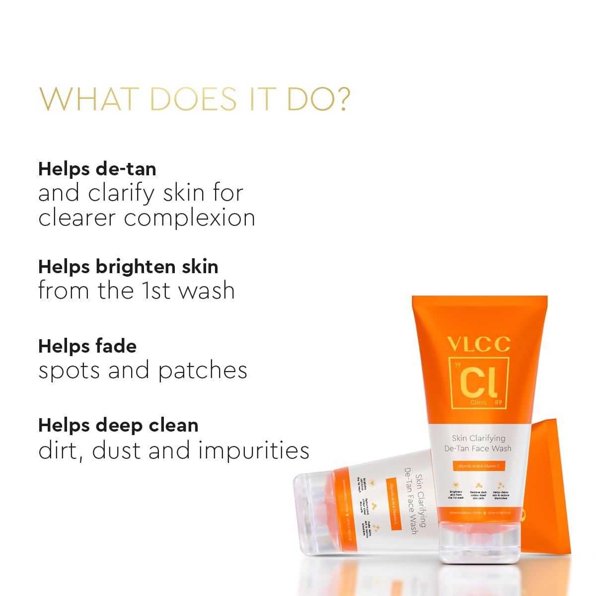 VLCC Clinic Skin Clarifying De-Tan Face Wash - 150ml | Anti-Tan Face Wash | Glycolic Acid & Vitamin C Facewash thumbnail