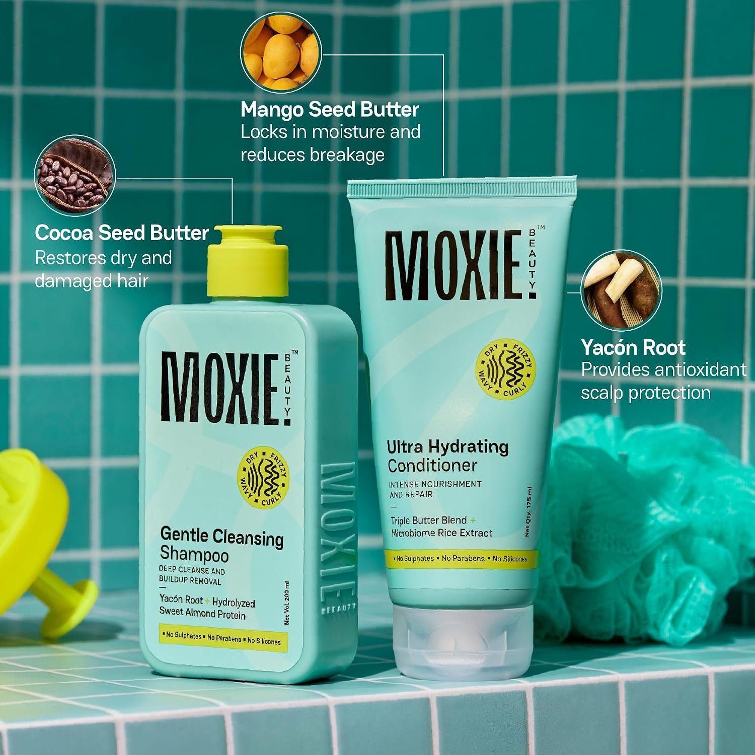 Moxie Beauty Shampoo and Conditioner | Rinse and Shine Duo 200 ml + 175 ml 1.5x stronger hair | Paraben & sulfate free | Gentle Cleansing Shampoo + Ultra Hydrating Conditioner thumbnail