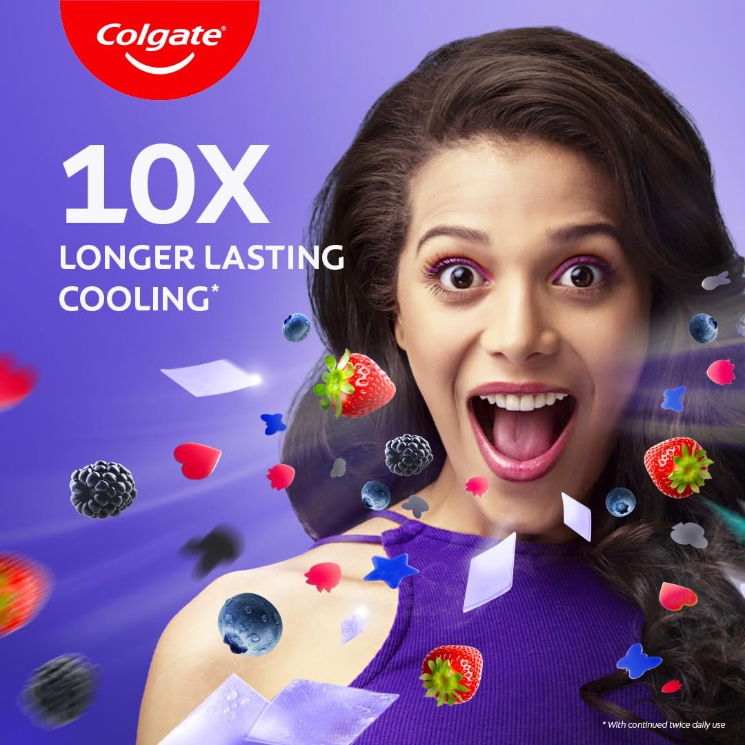 Colgate MaxFresh Berry Magic Fluoride Toothpaste, Berry Flavoured Gel Toothpaste with Ultrafreeze Technology for Intense Freshness, 10x Longer-lasting Cooling (100 gm) thumbnail