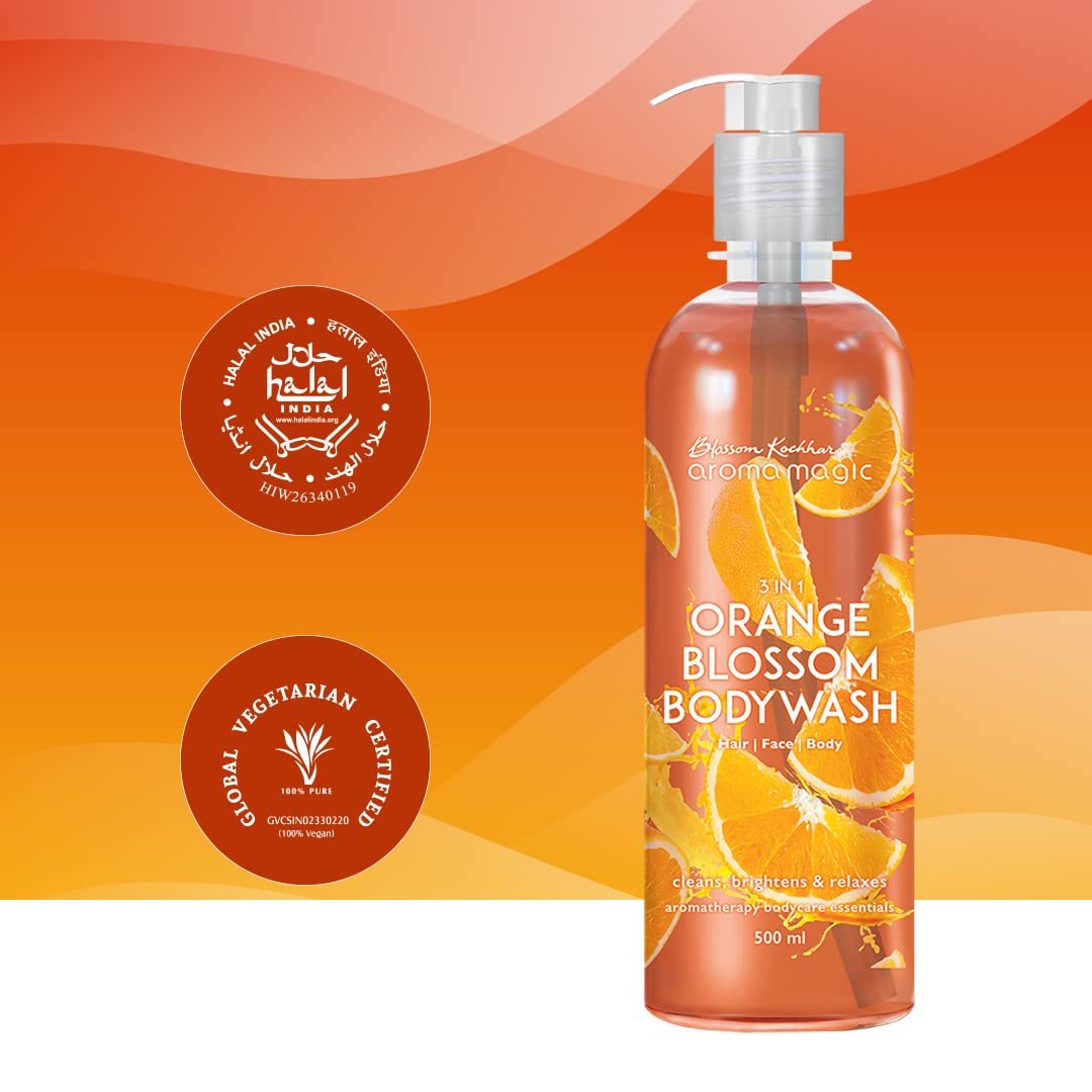 Aroma Magic 3 in 1 Orange Blossom body wash | Nourishes & soothes skin, heals blemishes, treats acne with Apple cider vinegar, orange blossom extract, vitamin E | 500ml thumbnail
