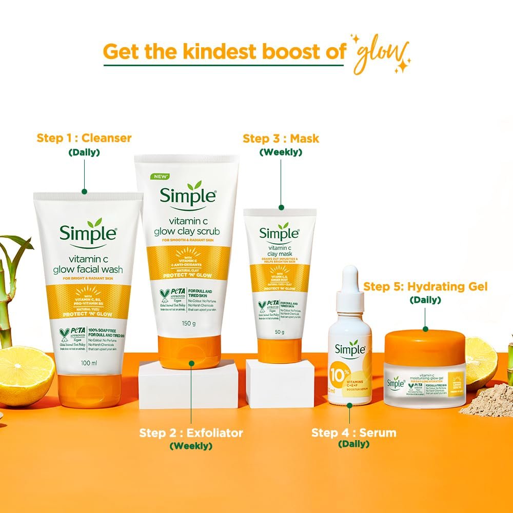 Simple Protect N Glow Vitamin C Glow Facial Wash 100ml | 100% Soap-Free Facewash | Bright & radiant skin| For dull & tired skin thumbnail