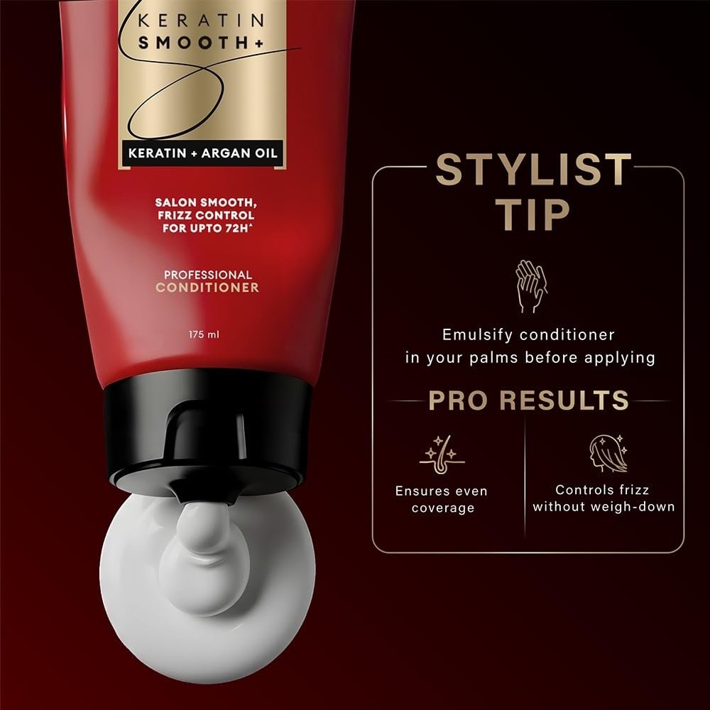 TRESemmé Keratin Smooth Anti Frizz Conditioner 335ml | 72H Frizz Control with Keratin Protein & Argan Oil | Paraben Free Hair Conditioner for Dry Frizzy Hair thumbnail