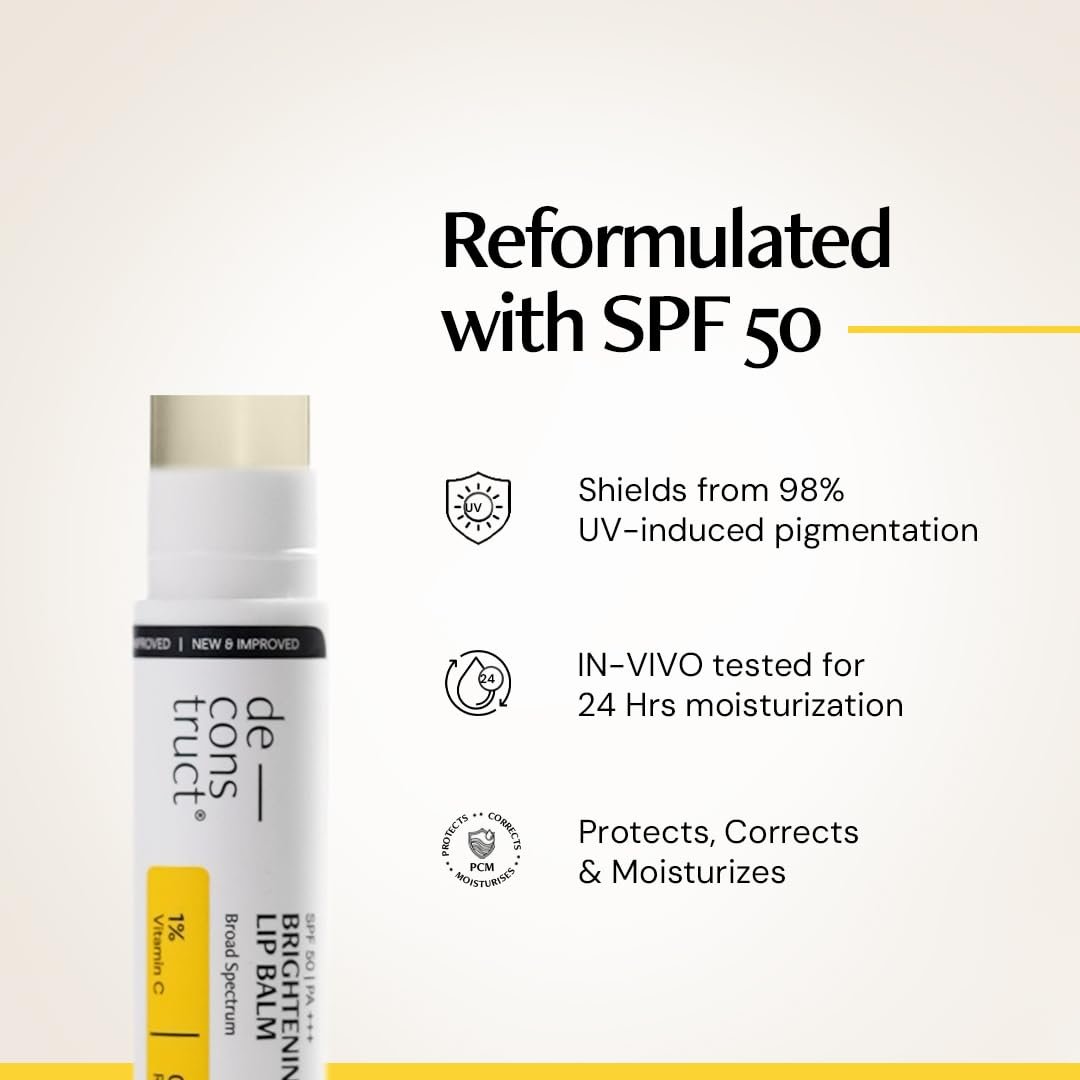 Deconstruct Brightening Lip Balm for Dark Lips | SPF 50 | Vitamin C & Resorcinol | Brightens Dark Lips & Evens Lip Tone | Vitamin E & Murumuru Butter | For Men & Women 4.2g thumbnail