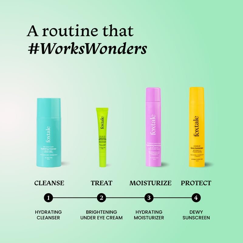 Foxtale Brightening Under Eye Cream | Vitamin C, Caffeine, and Hyaluronic Acid | Reduces Dark Circles and Puffy Eyes | Brightens undereye with a Ceramic Tip | All Skin Types | 20ml thumbnail