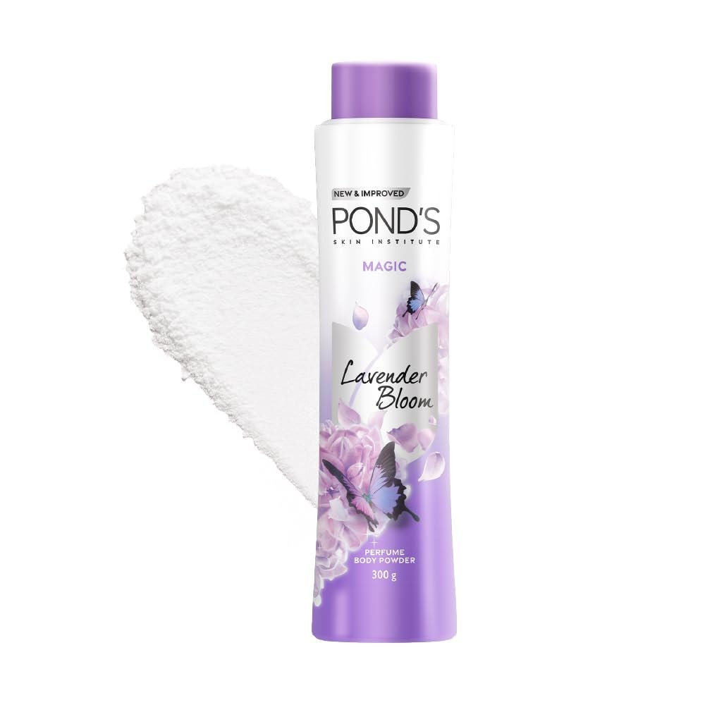 POND'S Magic Floral Perfumed Powder With Glow-boosting Vitamin B3 For Women| Crafted With Superfine Minerals For Smooth Texture| Refreshing Long-Lasting Fragrance of Lavendars| 300g
