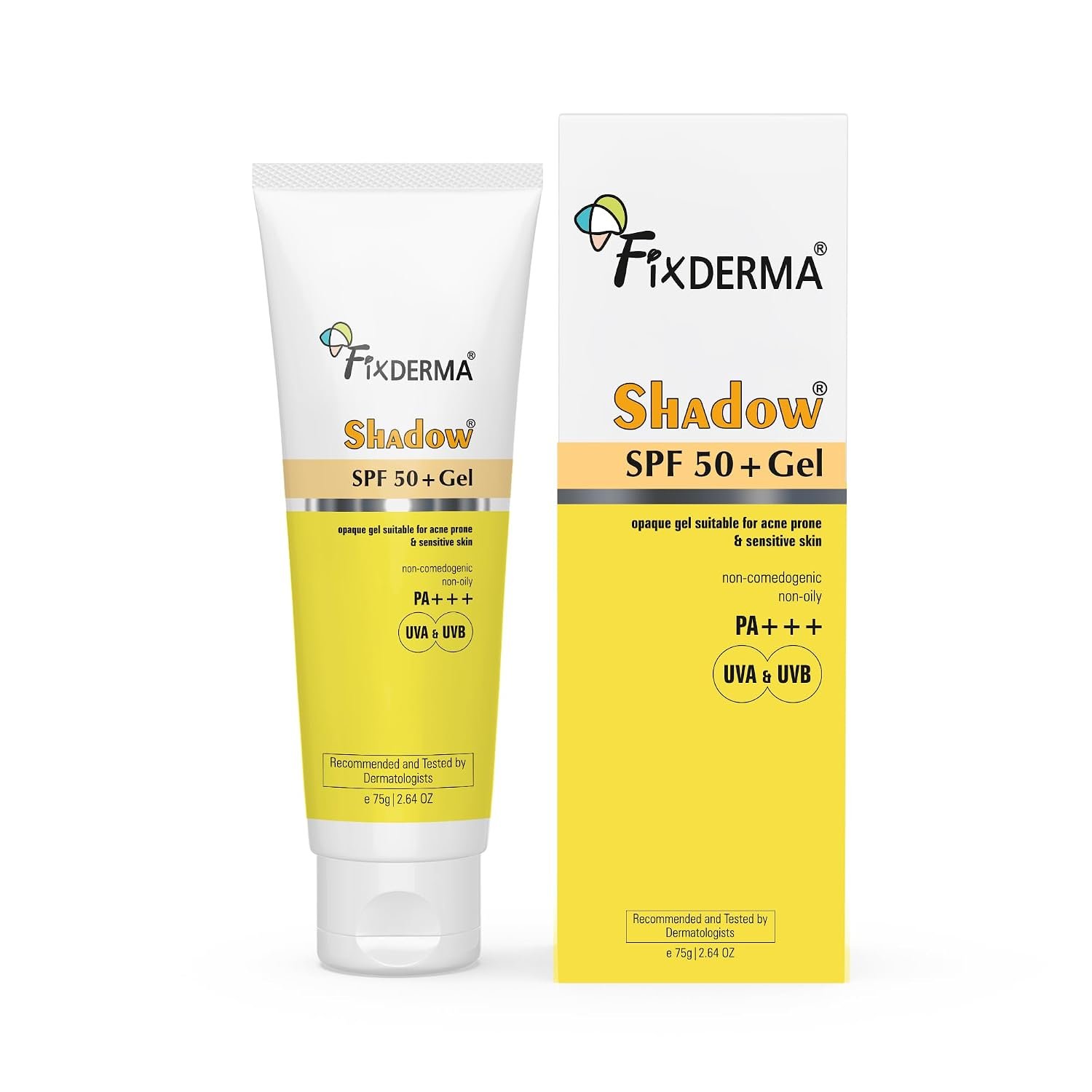 Fixderma Shadow Sunscreen SPF 50+ PA+++ Gel | Sunscreen SPF 50 for Oily, Acne Prone & Normal Skin | Broad Spectrum & UVA & UVB Protection | Lightweight | No White Cast | For Unisex - 75G thumbnail