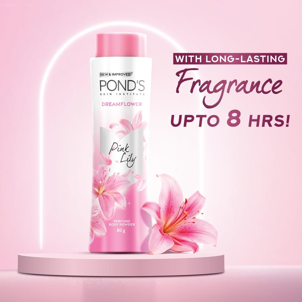 POND'S Dreamflower Floral Perfumed Powder With Glow-boosting Vitamin B3 For Women| Refreshing Long-Lasting Fragrance of Pink Lily| 300g thumbnail
