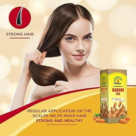 Dabur Badam Tail : 100% Pure | Sweet Almond Oil| Rich in Vitamin -E for Healthy Skin , Hair and Body -50ml thumbnail