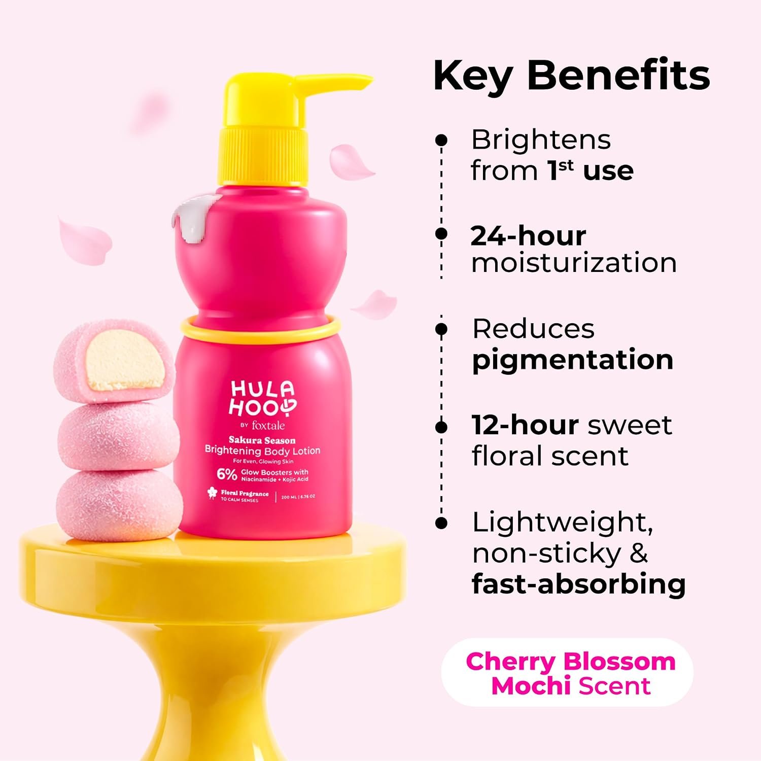 Hula Hoop Brightening Body Lotion by Foxtale| Niacinamide + Kojic Acid + SPF30 | Moisturizes, Brightens, & Even Tones Skin | Prevents Tanning & Sun Damage | Light & Grease-Free | 200ml thumbnail