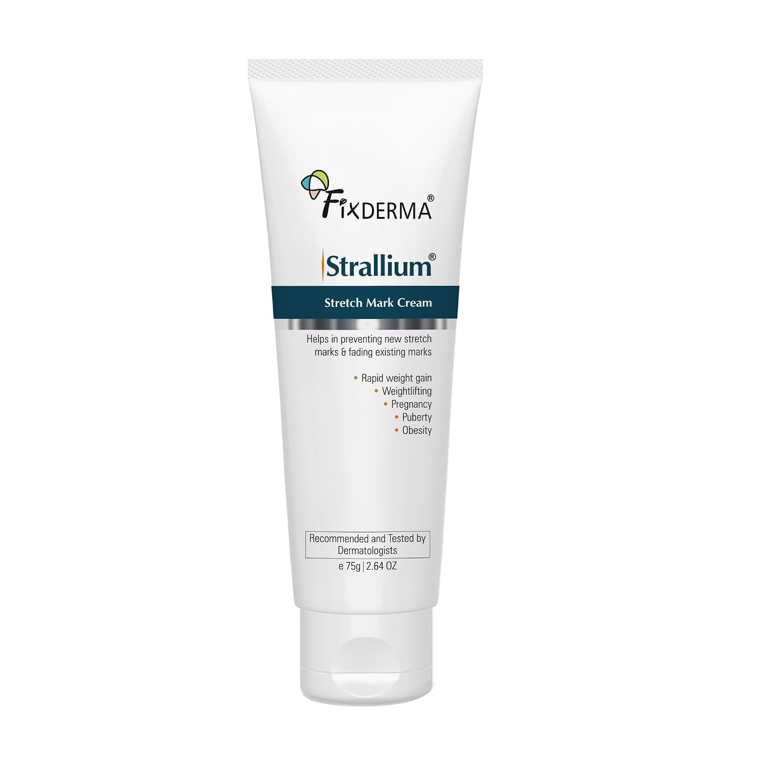Fixderma Strallium Stretch Mark Cream, Removes Pregnancy stretch marks, Scar removal and Moisturizing Cream, Stretch mark remover for Stomach, thighs & all body parts- 75g thumbnail
