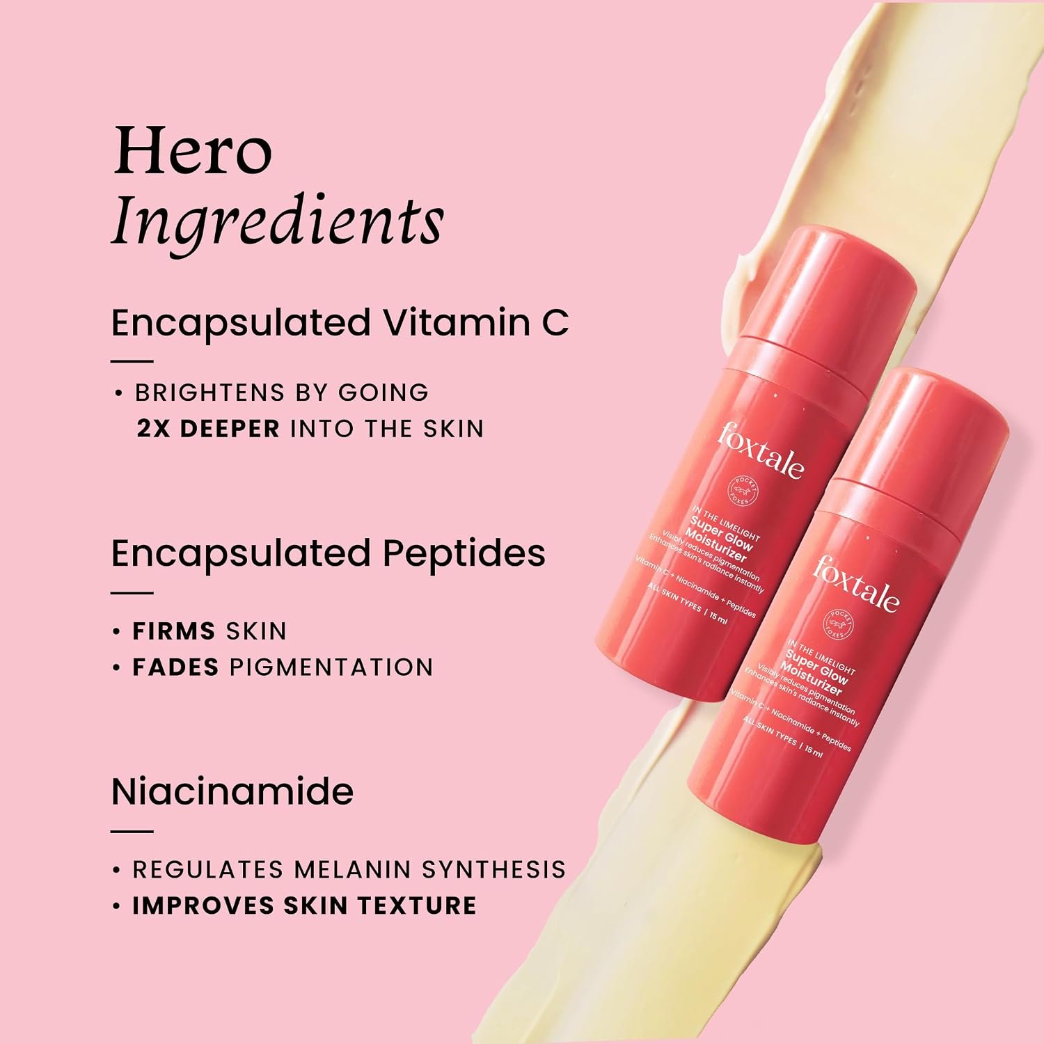 Foxtale Vitamin C Super Glow Moisturizer with Niacinamide & Peptides, Visibly Reduces Pigmentation, Enhances Skins Brightness Instantly, For All Skin Types, Women & Men - 15ml, Cream thumbnail