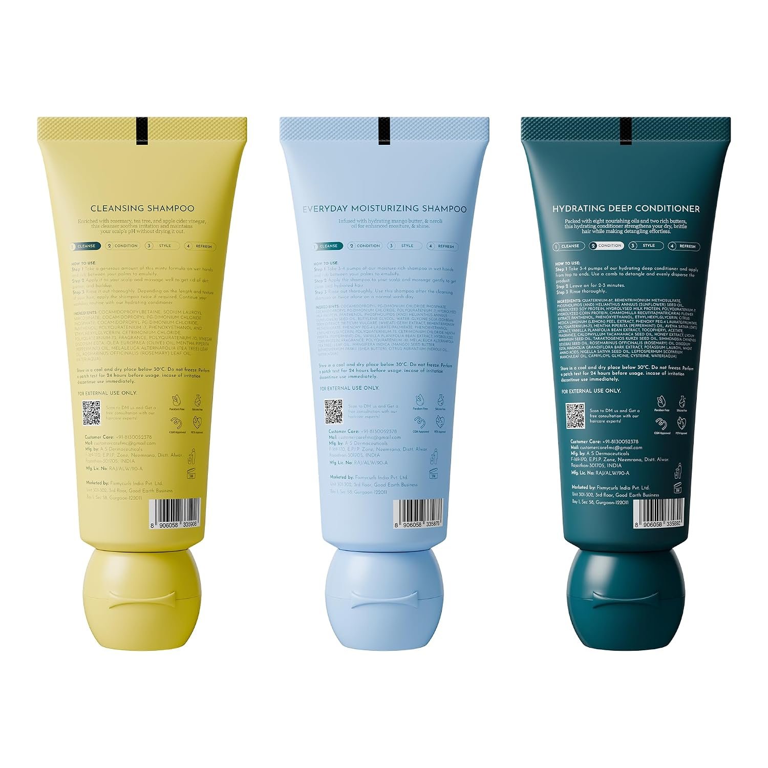 Fix My Curls Wash Day Trio | Cleansing & Moisturizing Shampoo, Hydrating Deep Conditioner | Silicone & Sulphate Free | For Curly, Wavy Hair| 50ml each thumbnail