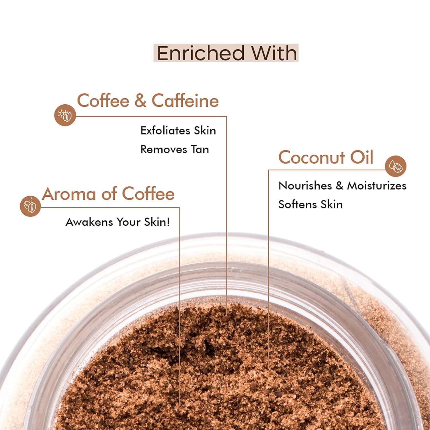 mCaffeine Exfoliating Coffee Body Scrub Powder Jar for Tan Removal&Soft-Smooth Skin|De-Tan Bathing Scrub With Coconut Oil,Removes Dirt&Dead Skin From Neck,Knees,Elbows&Arms| 100Gm thumbnail