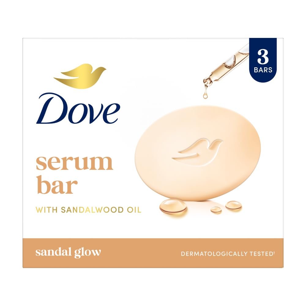 Dove Serum Bar with Sandalwood Oil – Sandal Glow – 375g (125g × 3) | Nourishing Cleansing for Soft, Smooth & Radiant-Looking Skin